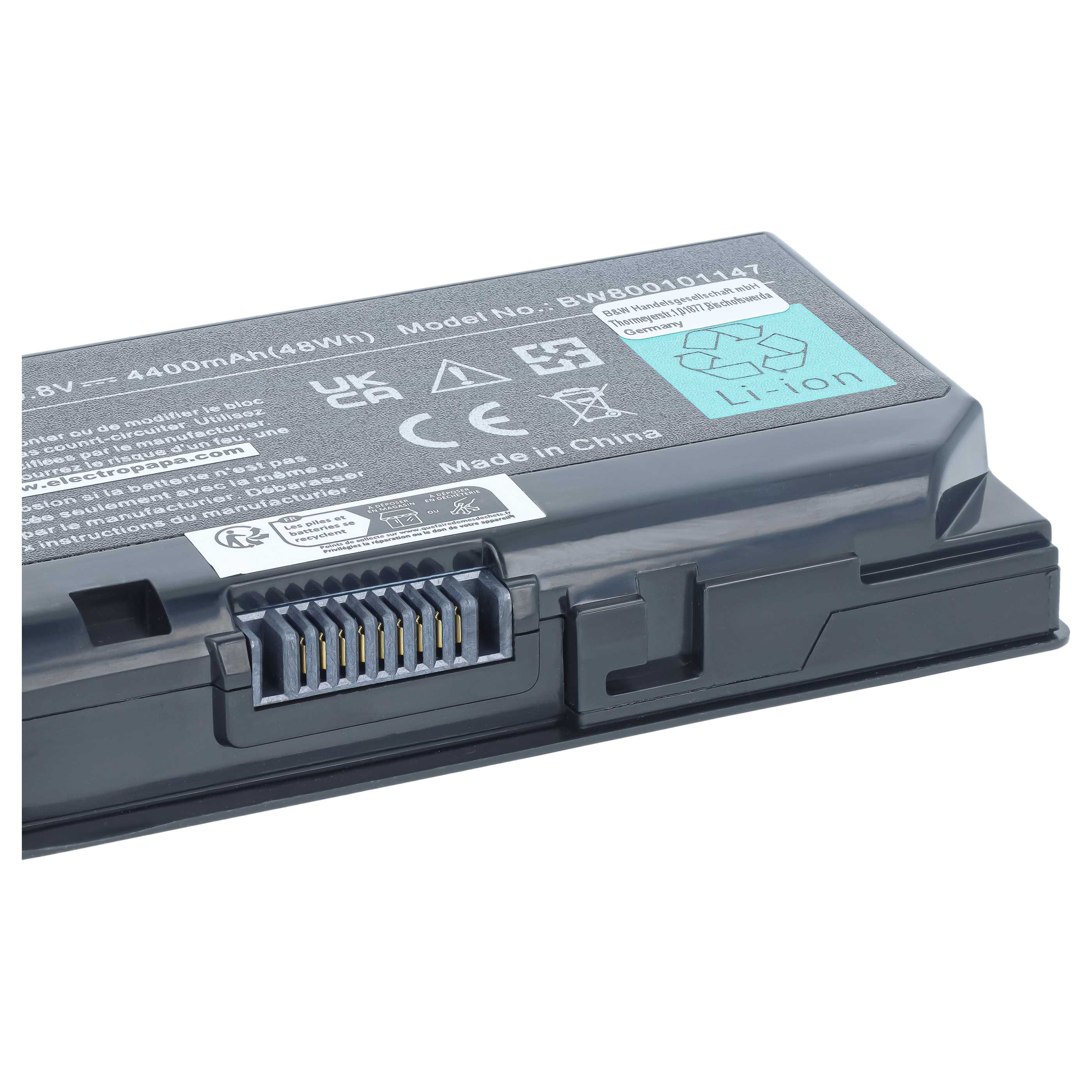 Notebook-Akku als Ersatz für Toshiba PA3536U-1BAS, PA3536U-1BRS für Toshiba - 4400mAh 11,1V Li-Ion, schwarz
