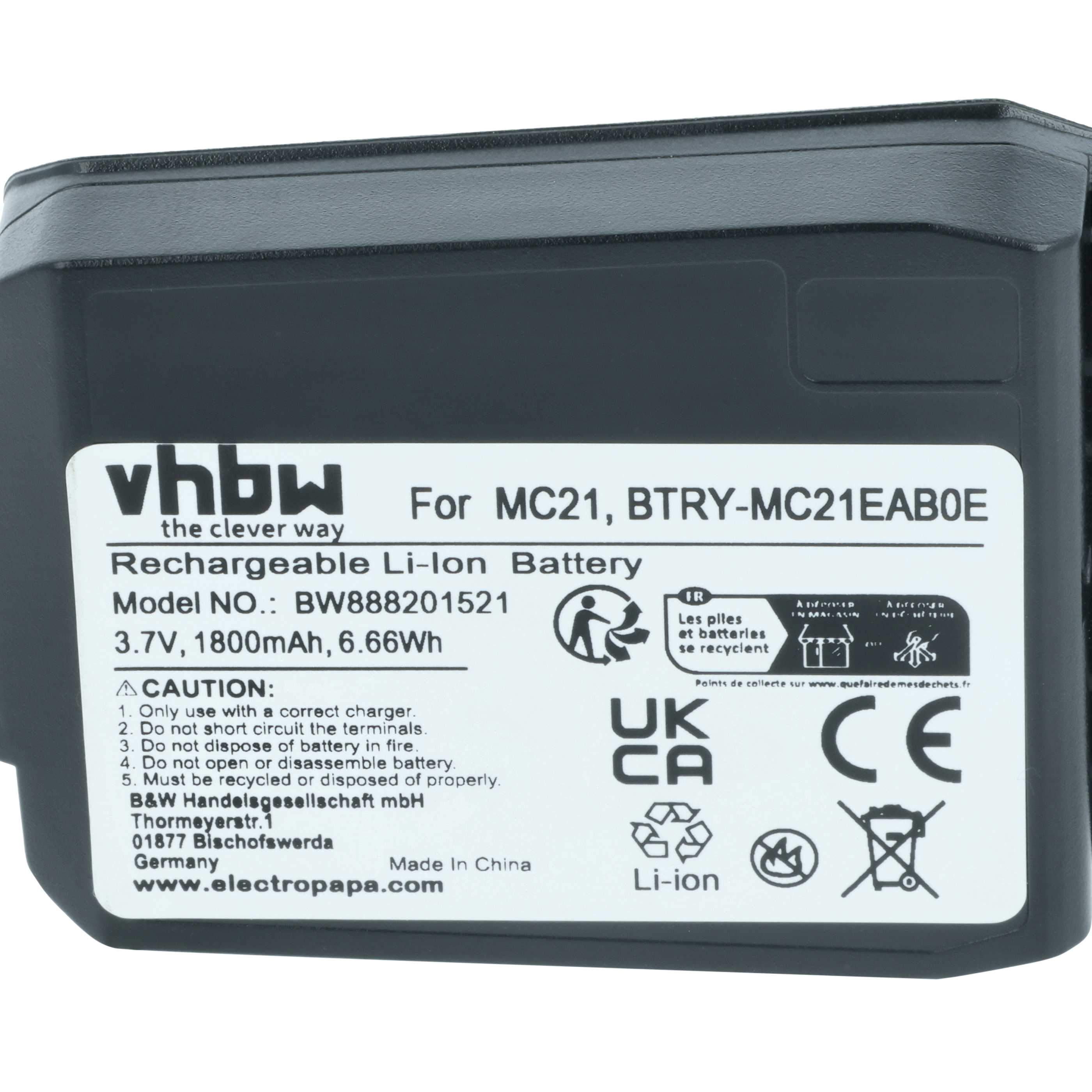 Batteria per computer portatile scanner sostituisce Motorola 82-105612-01, 82-150612-01 - 1800mAh 3,7V Li-Poly