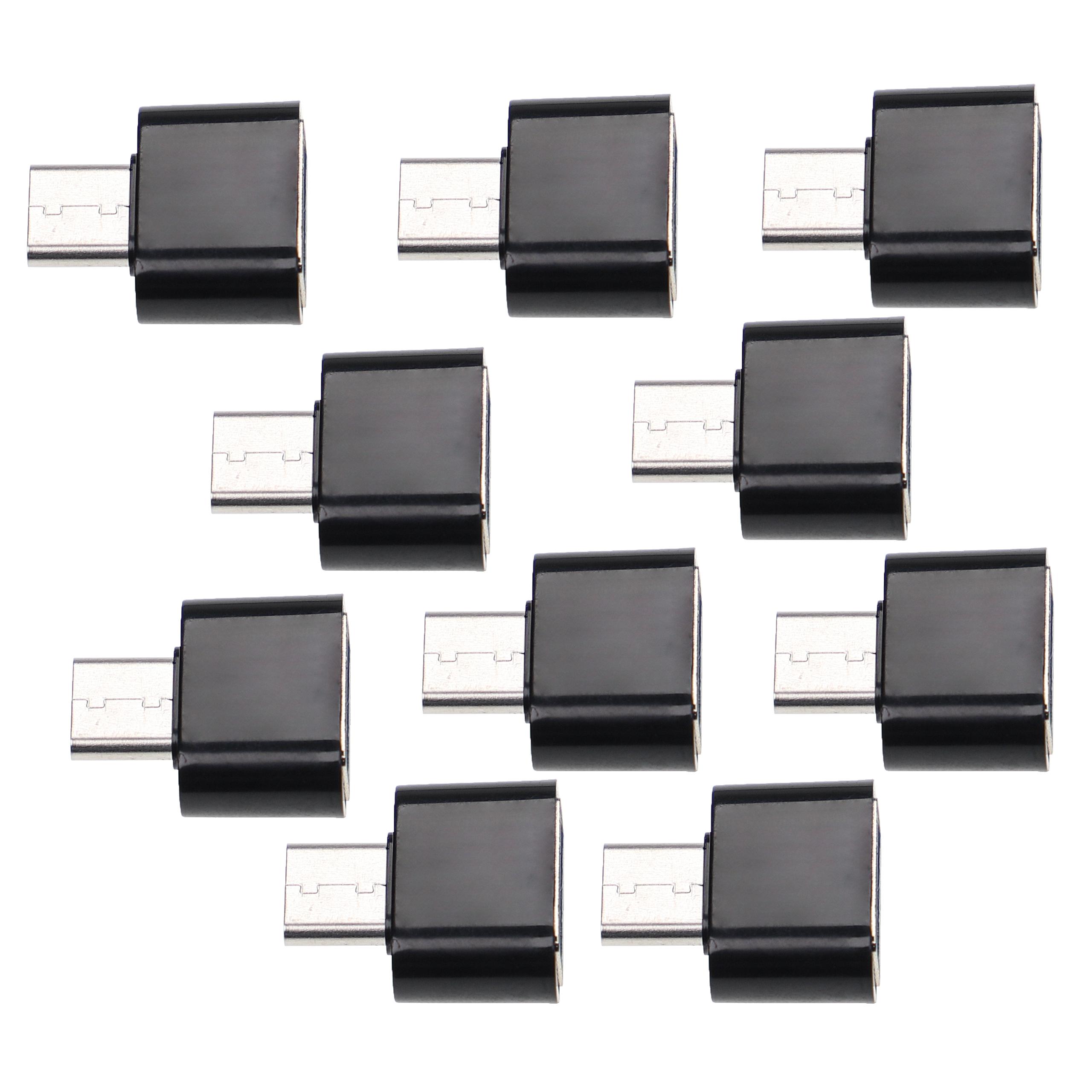vhbw 10x Adapter USB Typ C (m) auf USB 3.0 (w) Smartphone, Tablet, Notebook - Schwarz