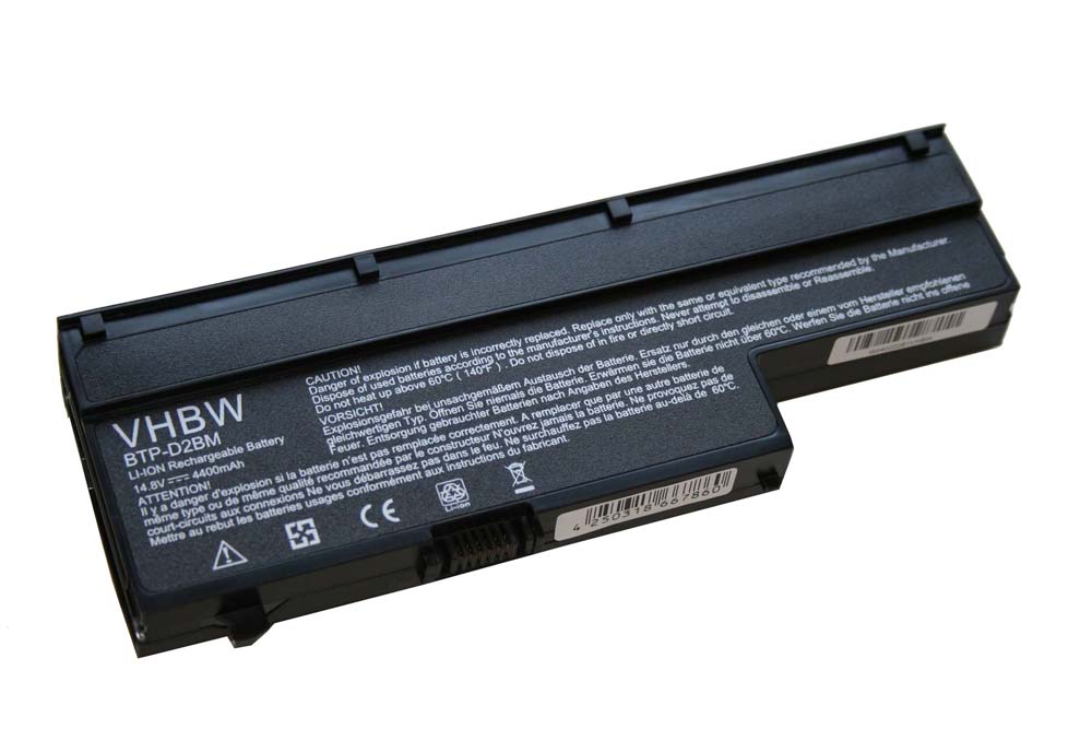 Batterie remplace Medion 40029779, 40027608, 40026269 pour ordinateur portable - 4400mAh 14,8V Li-ion, noir