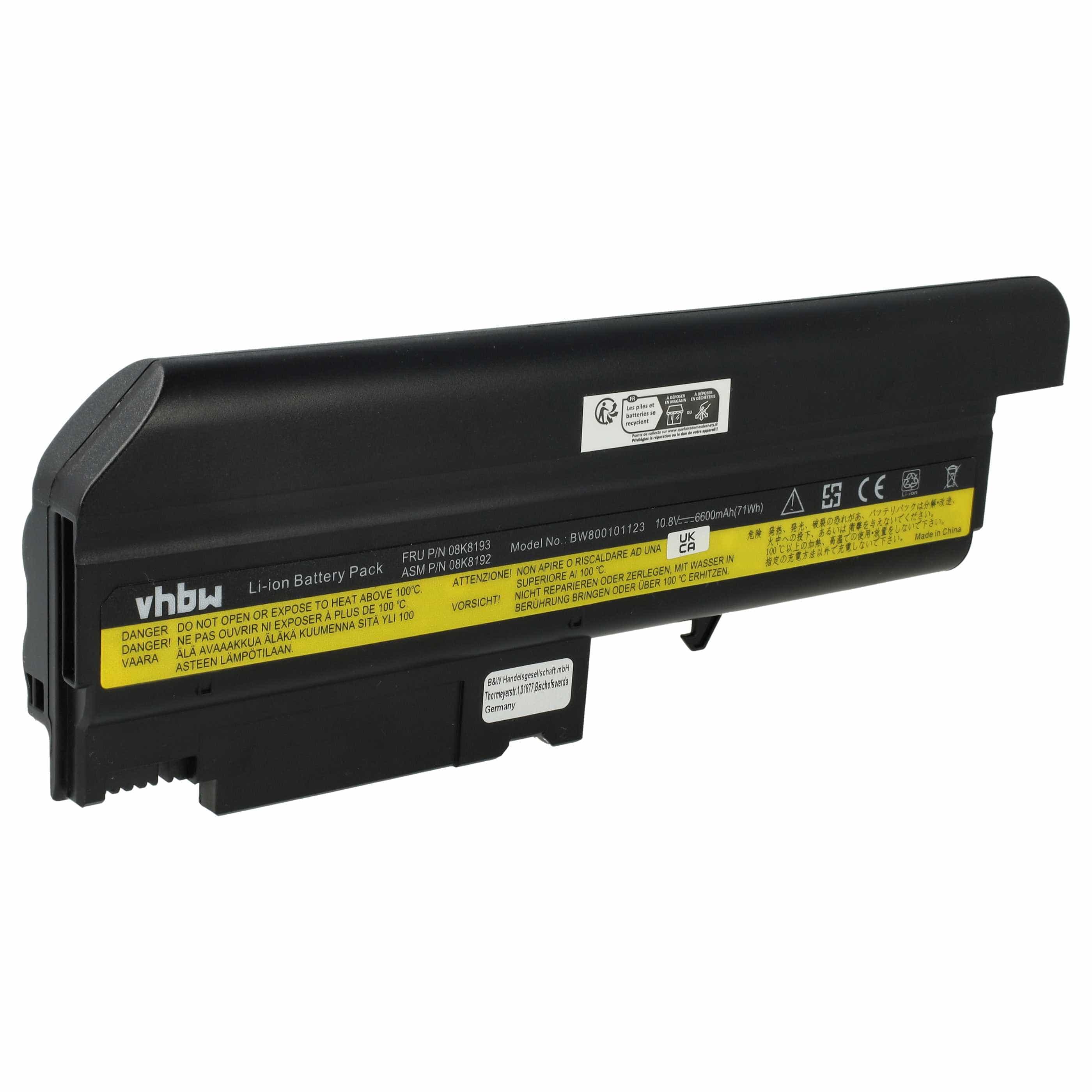 Akumulator do laptopa zamiennik IBM 08K8196, 08K8195, 08K8194, 08K8197 - 6600 mAh 10,8 V Li-Ion, czarny