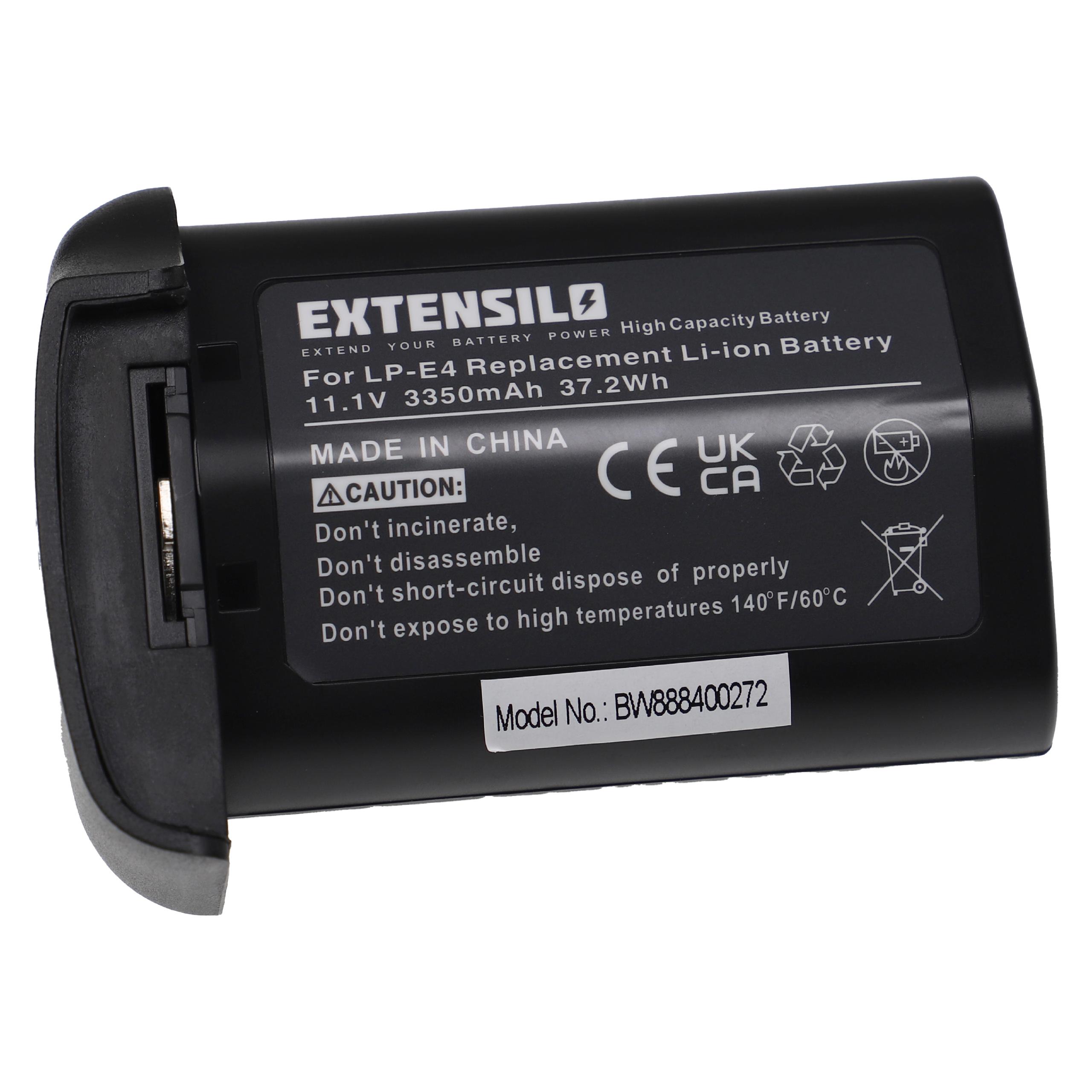 Batterie remplace Canon LP-E4 pour appareil photo - 3350mAh 11,1V Li-ion