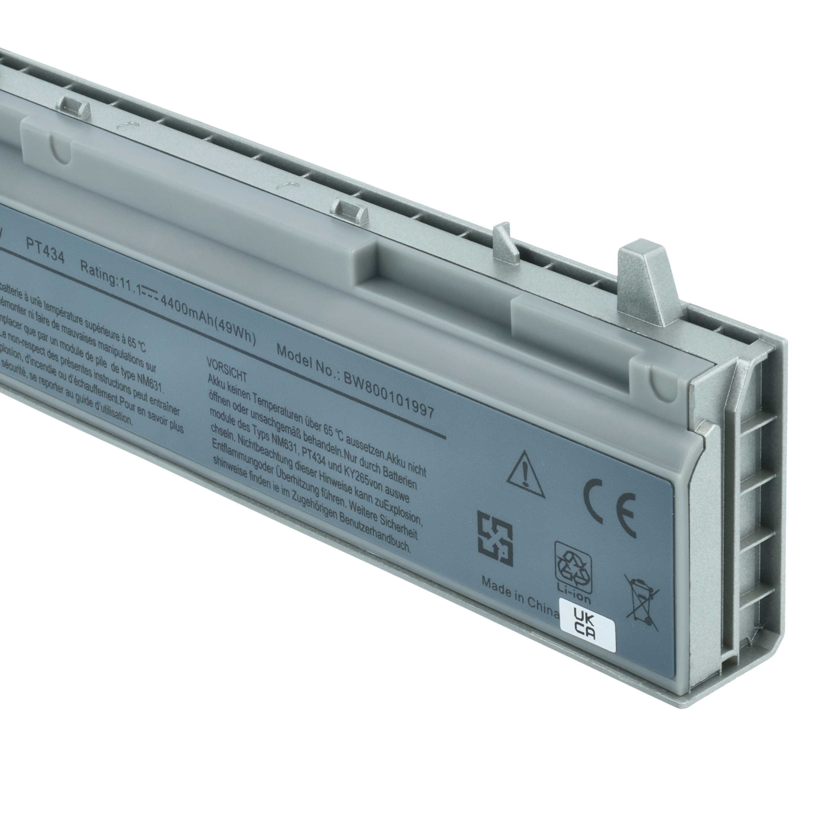 Batteria sostituisce Dell 0P018K, 0MP307, 0H1391, 0GU715 per notebook - 4400mAh 11,1V Li-Ion argento grigio