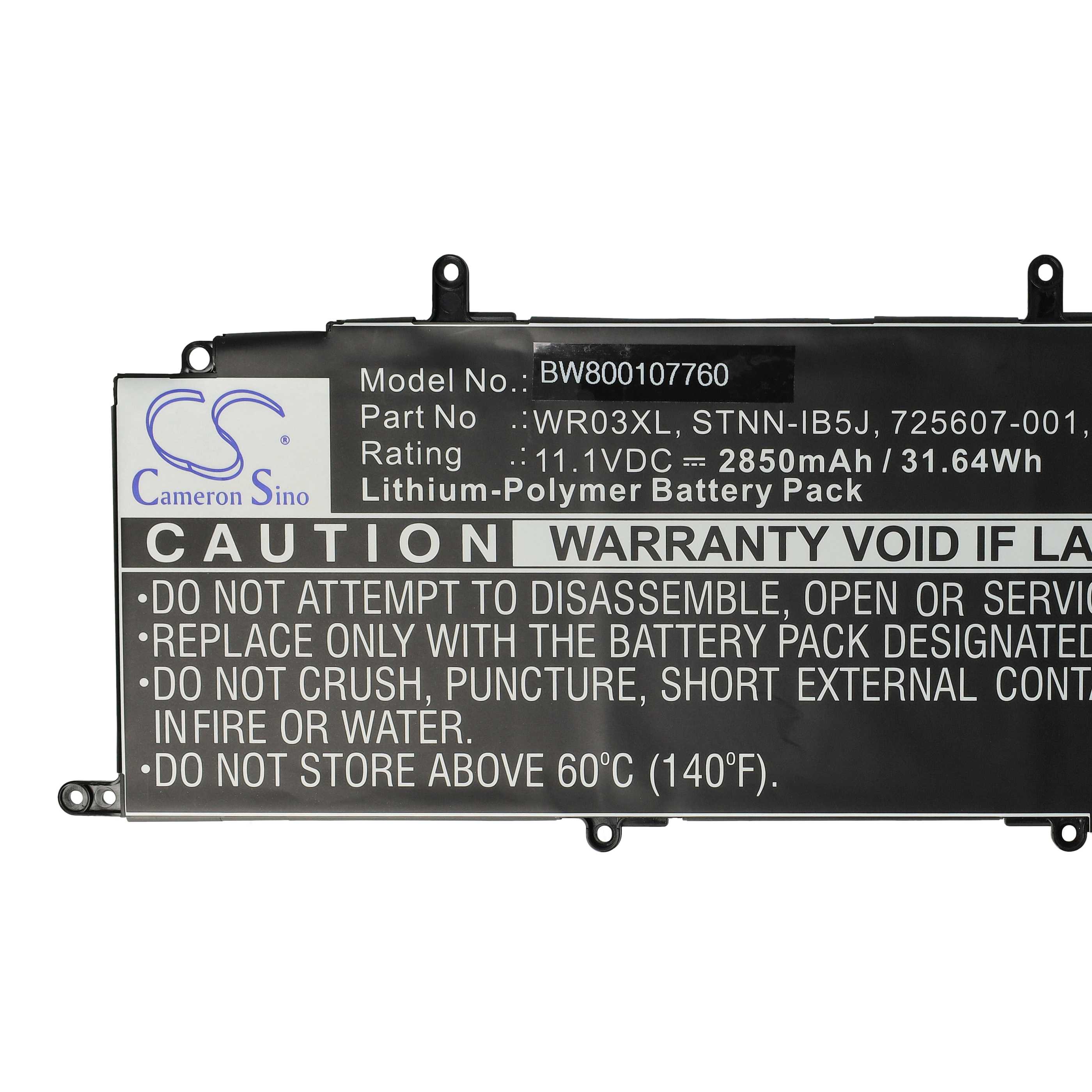 Akumulator do laptopa zamiennik HP 725607-001, 725497-1B1, 725497-1C1 - 2850 mAh 11,1 V LiPo, czarny