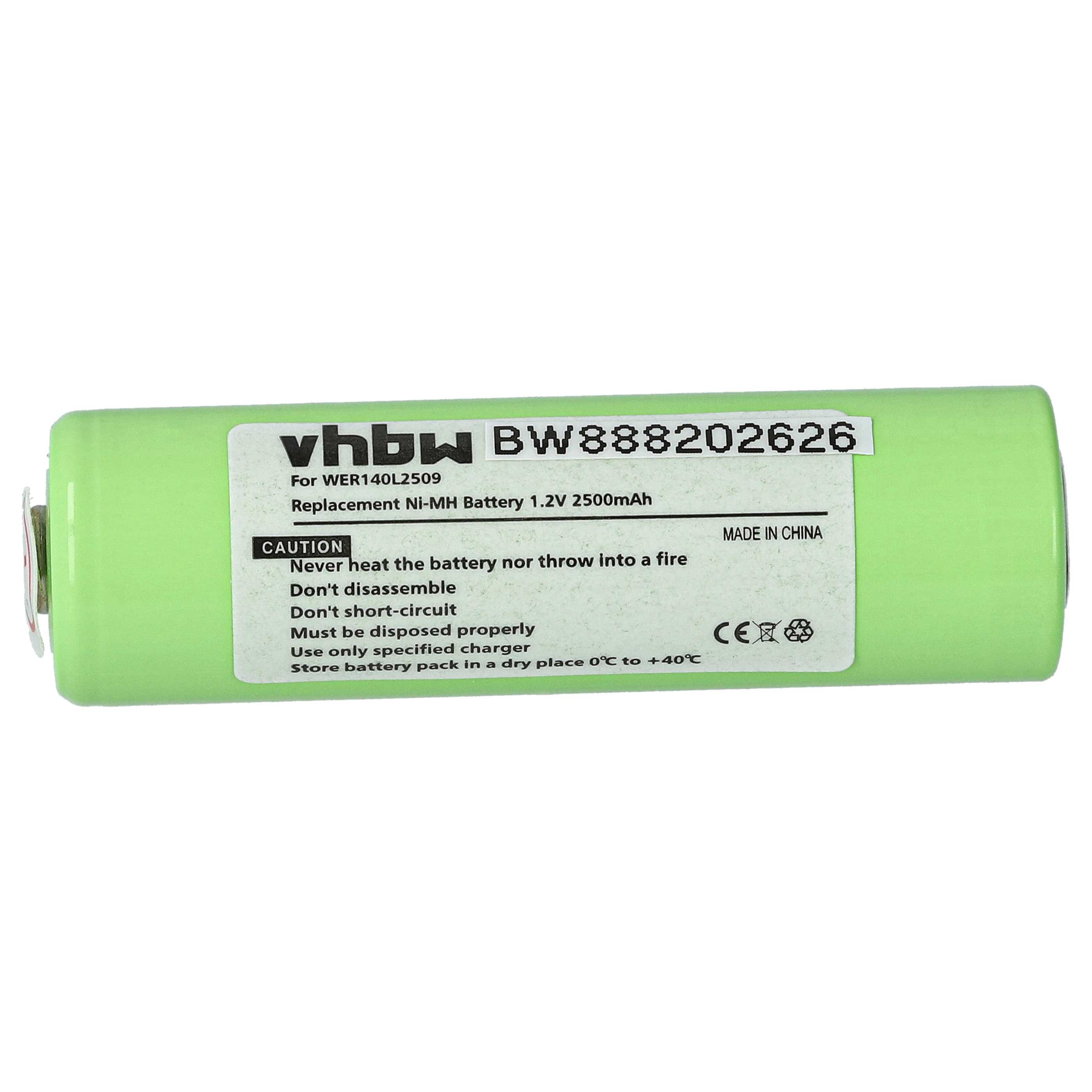 Batterie remplace Panasonic WER140L2509 pour tondeuse à cheveux - 2500mAh 1,2V NiMH