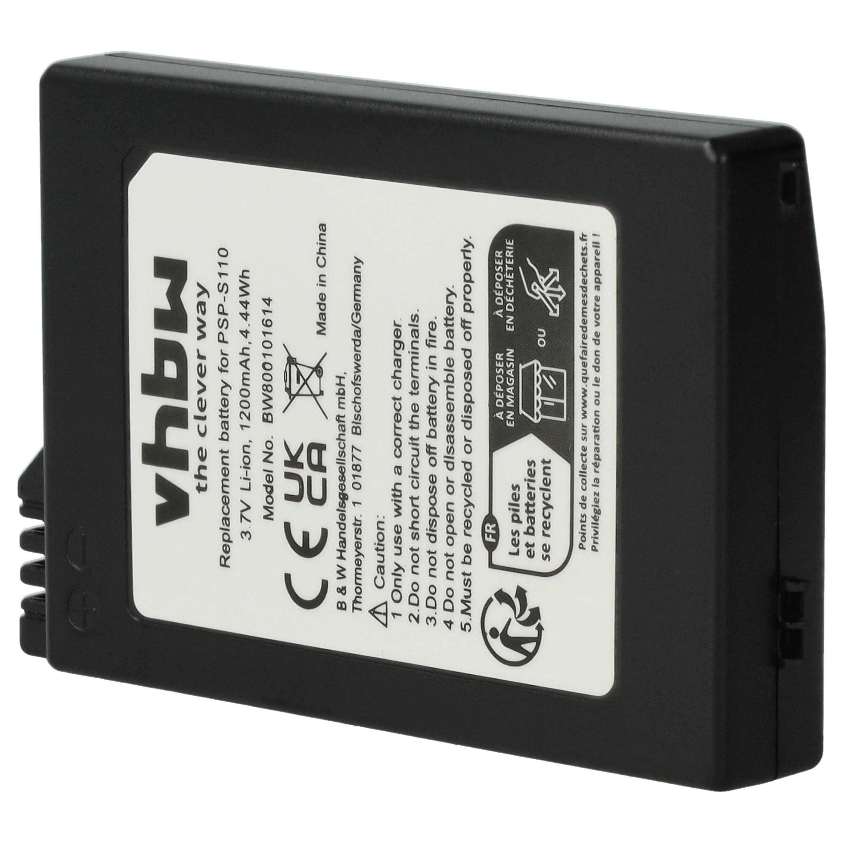 Batterie remplace Sony PSP-S110 remplace Sony PSP-S110 pour console de jeux - 1200mAh, 3,7V
