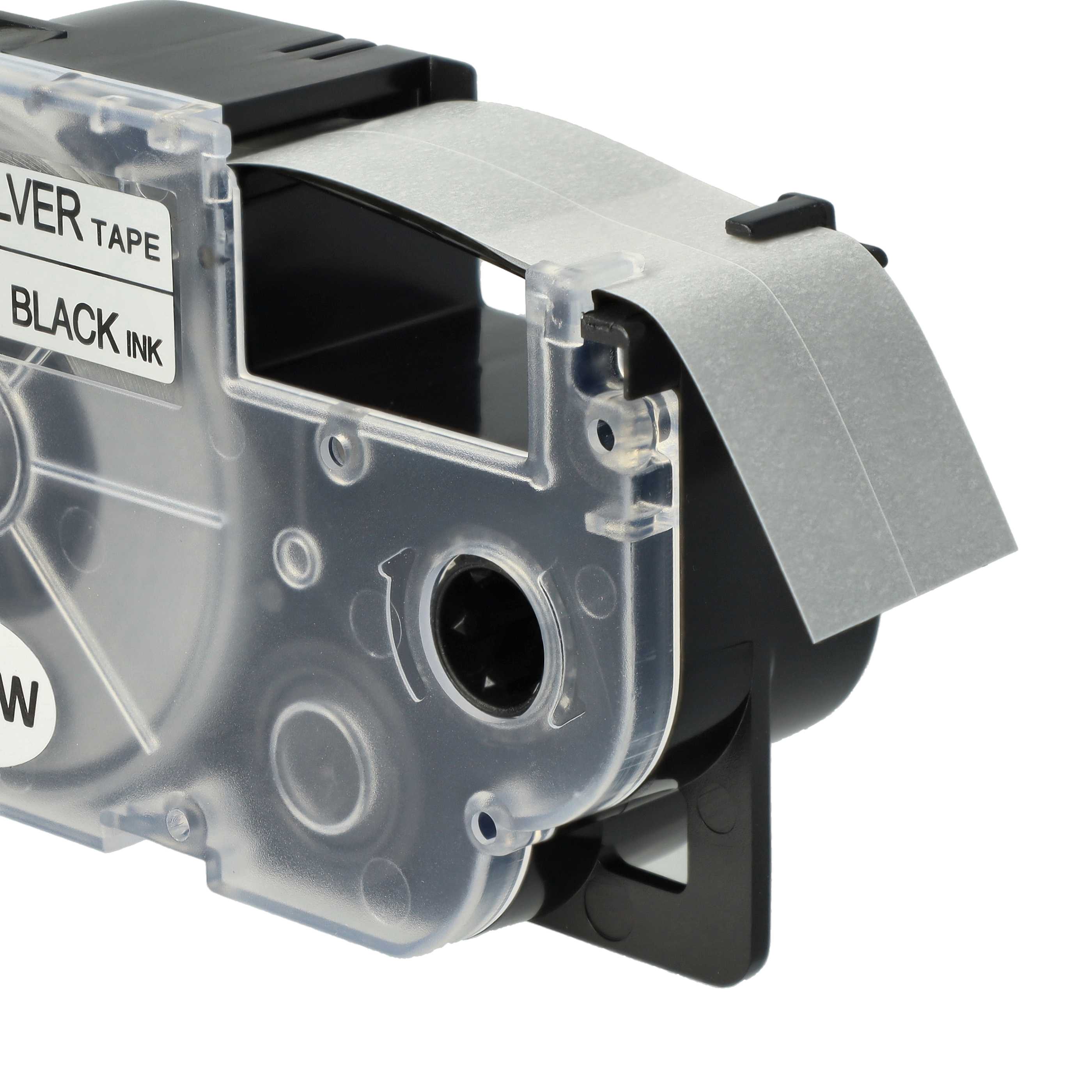Label Tape replaces Casio XR-18SR1, XR-18SR - 18 mm Black to Silver