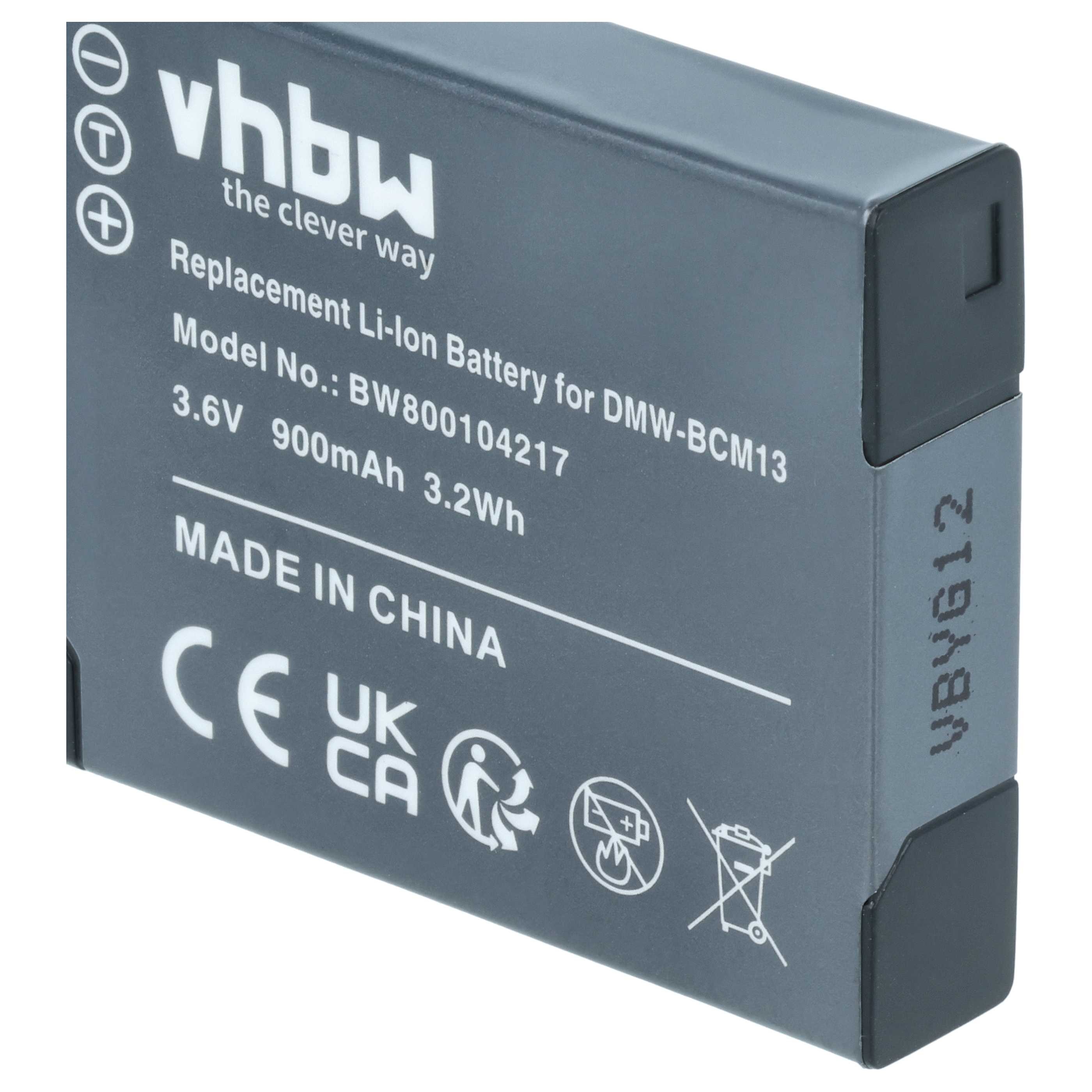 Battery replaces Panasonic DMW-BCM13E, DMW-BCM13PP, DMW-BCM13 - 900mAh, 3.6V, Li-Ion