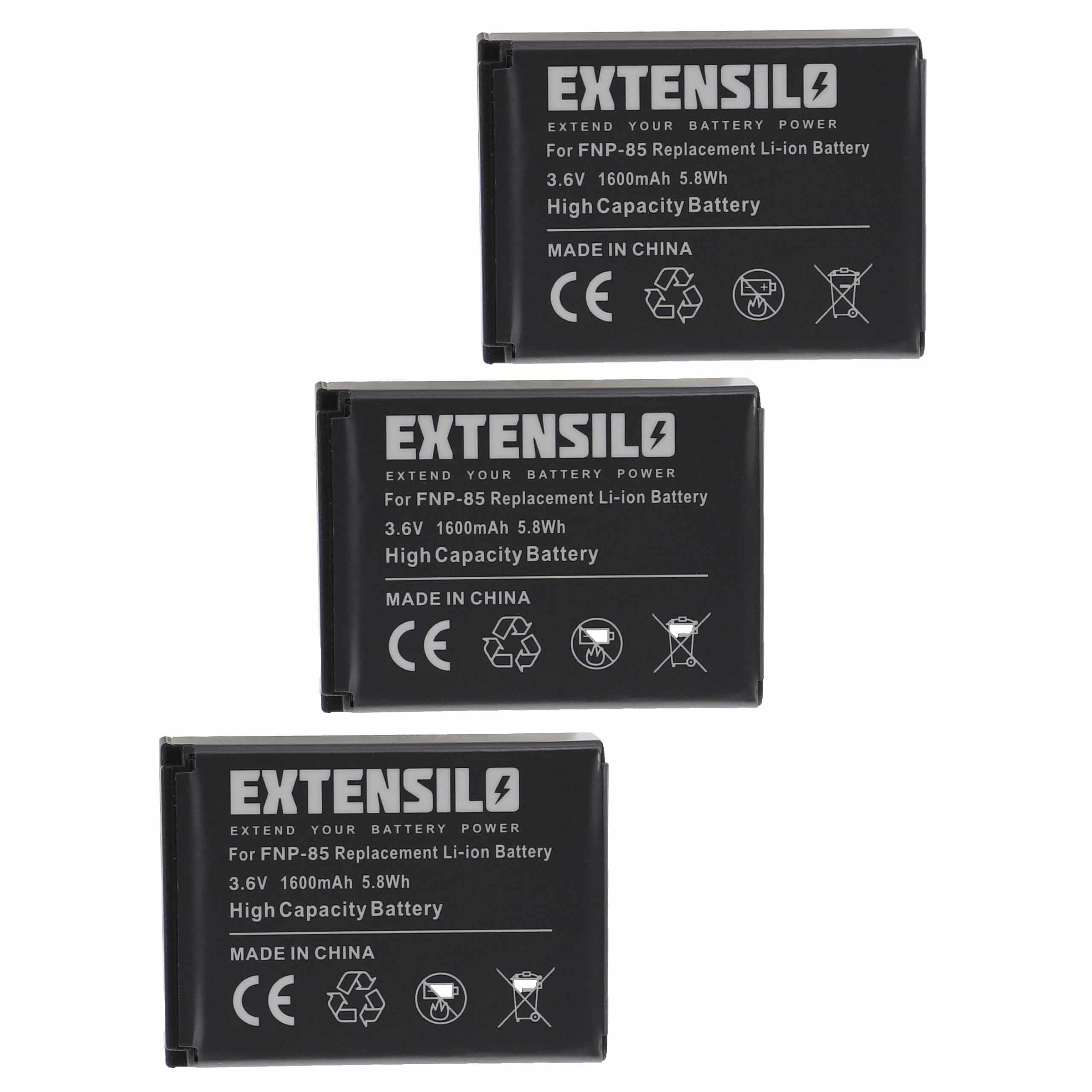 3x Battery replaces Aiptek NP170, CB170, NP-170, 084-07042L-062, CB-170 - 1600mAh, 3.6V, Li-Ion