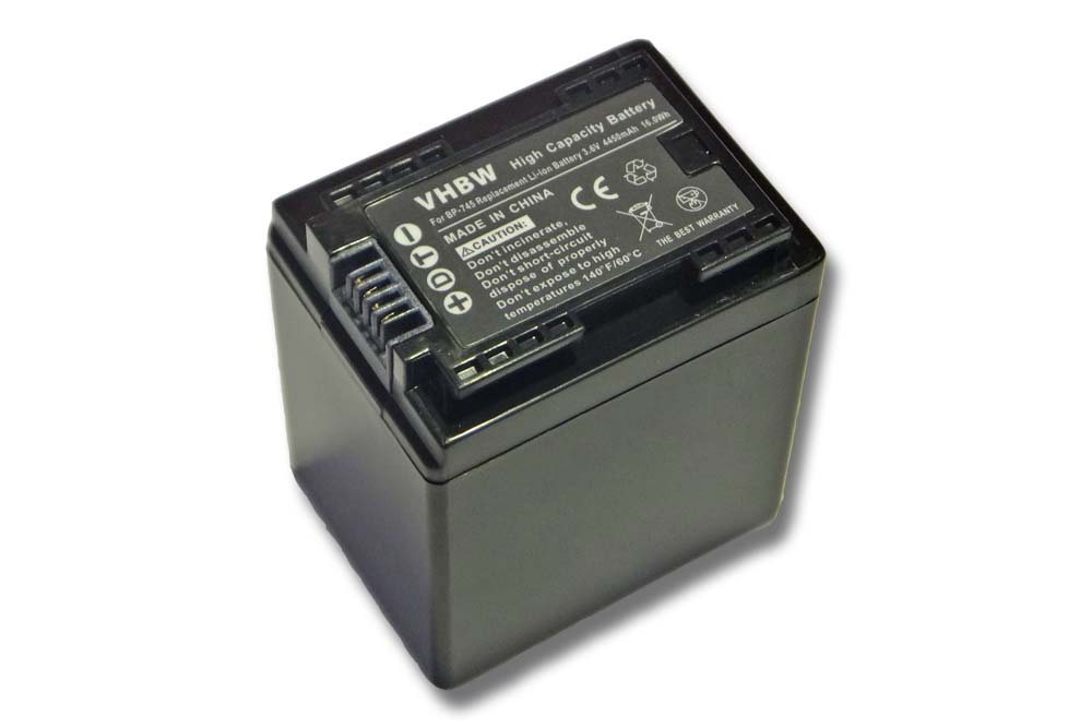 Videocamera Battery Replacement for Canon BP-745 - 4450mAh 3.6V Li-Ion
