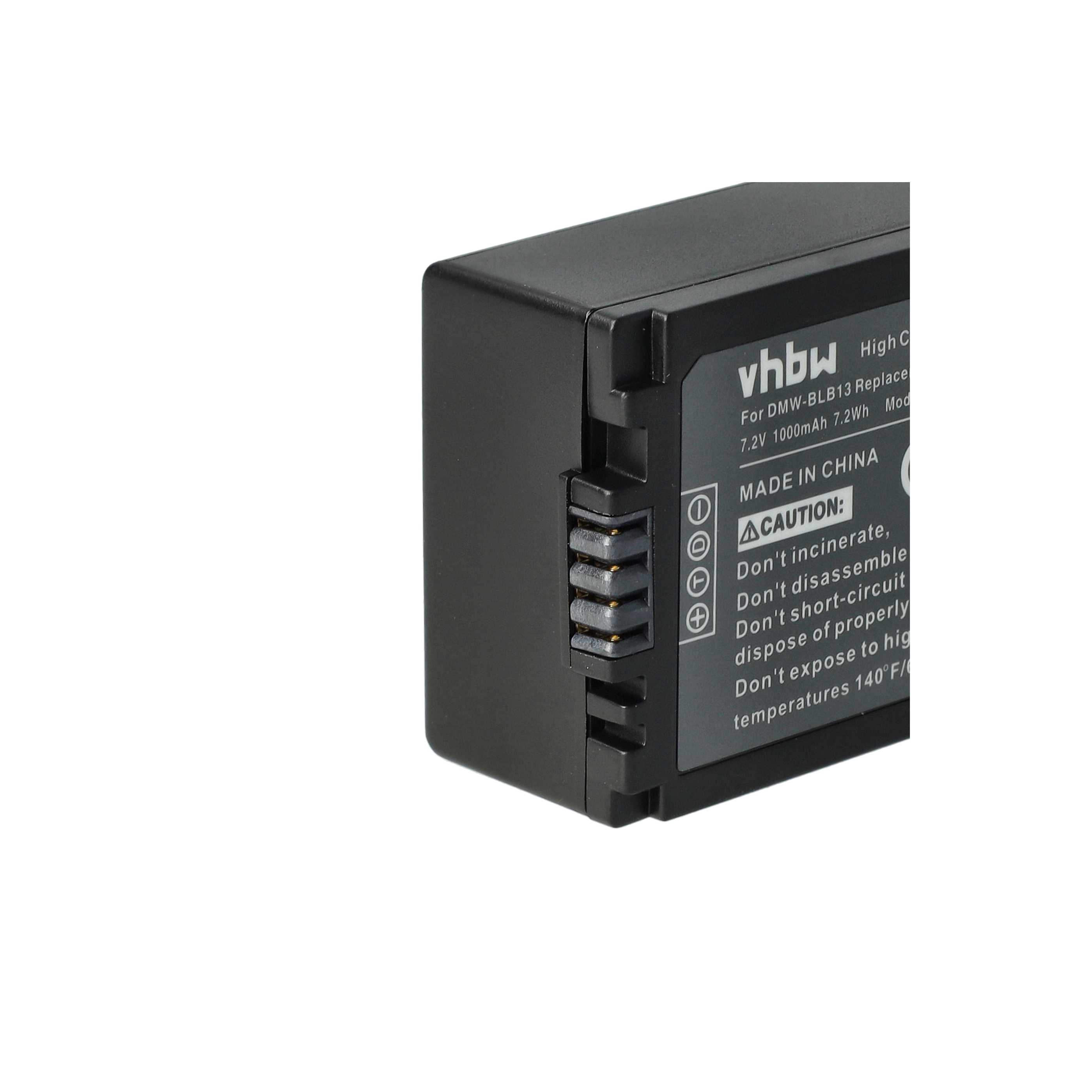 2x Battery replaces Panasonic DMW-BLB13E, DMW-BLB13 - 1000mAh, 7.2V, Li-Ion