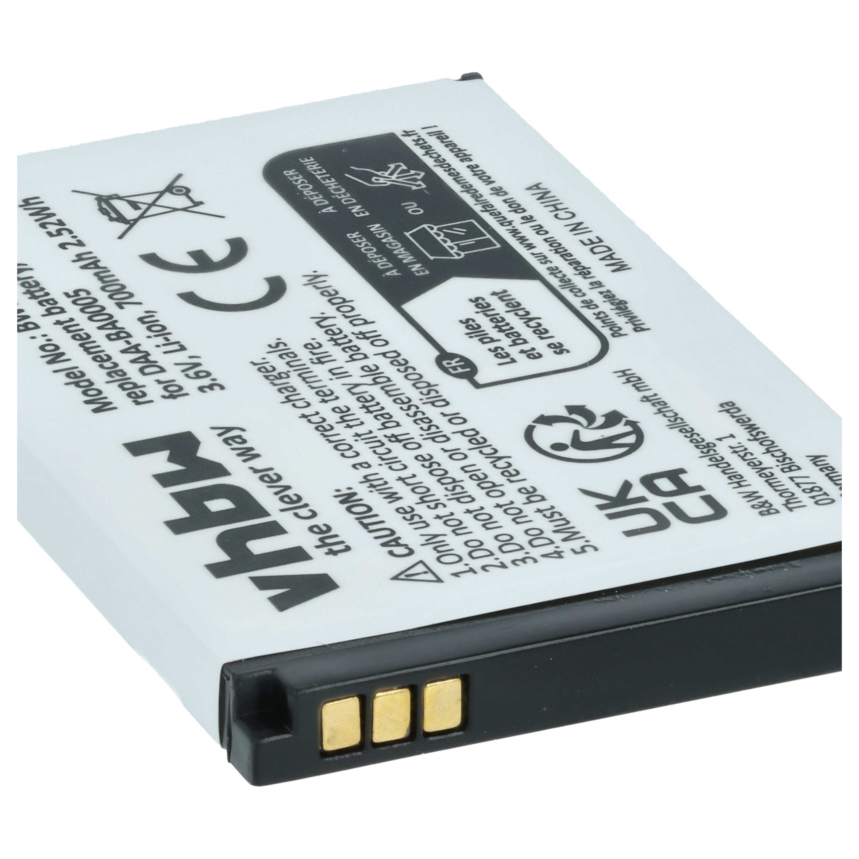 MP3-Player Battery for Creative - 700 mAh 3.7 V Li-polymer