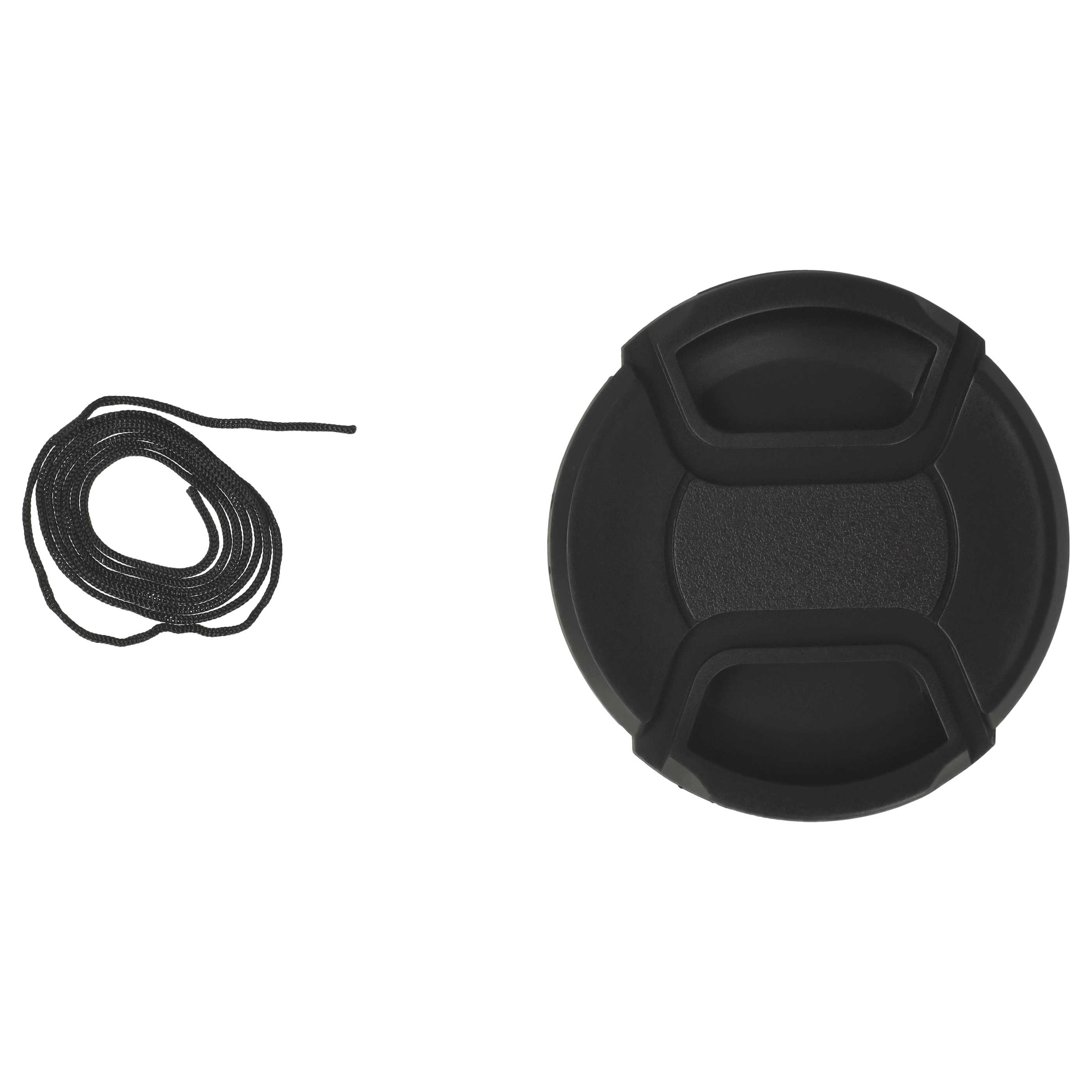 Bouchon d'objectif 62 mm - Prise centrée, plastique, noir