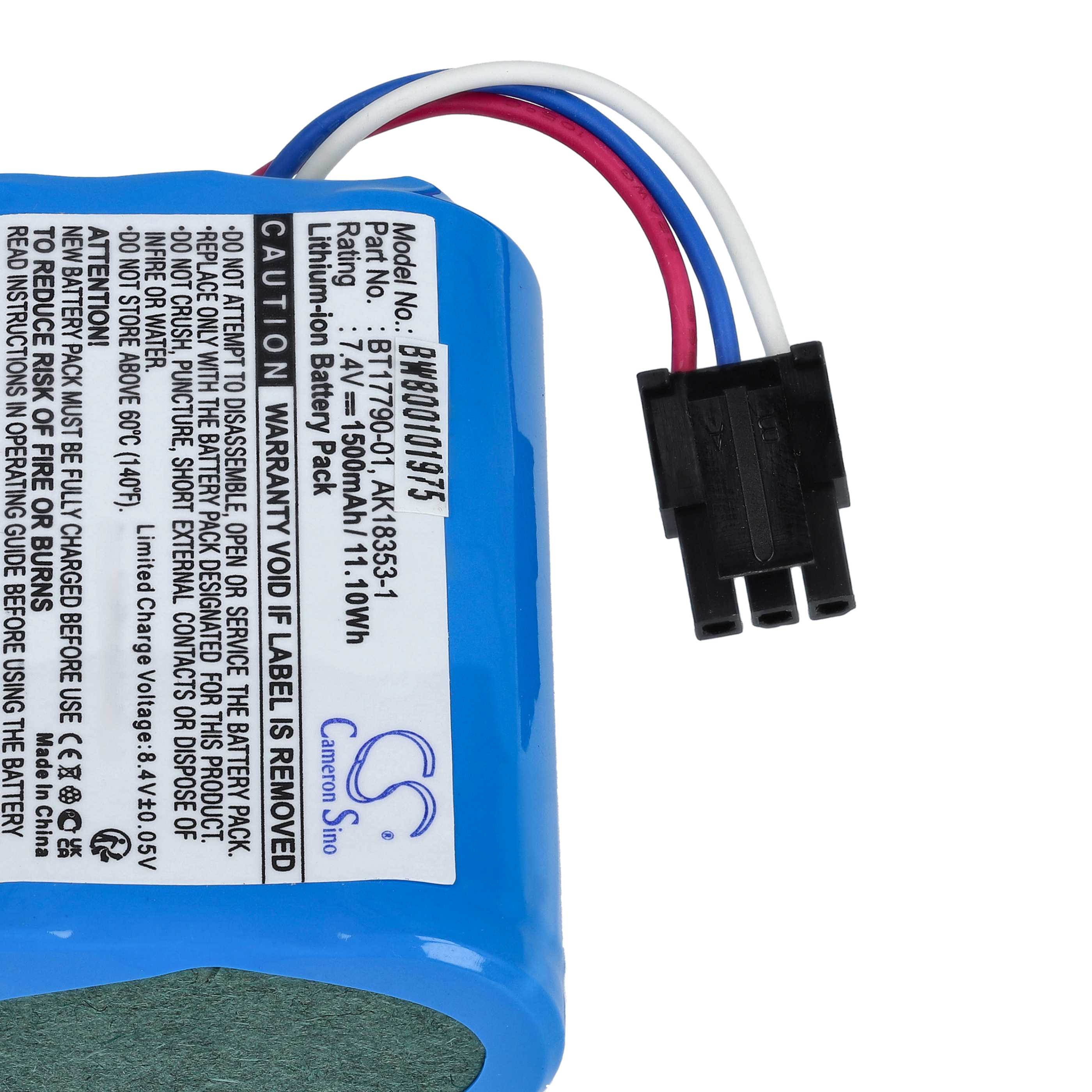 Printer Battery Replacement for Zebra BT17790-1, BT17790-2, M3I-0UB00000-03, AK18353-1 - 1500 mAh 7.4 V Li-Ion