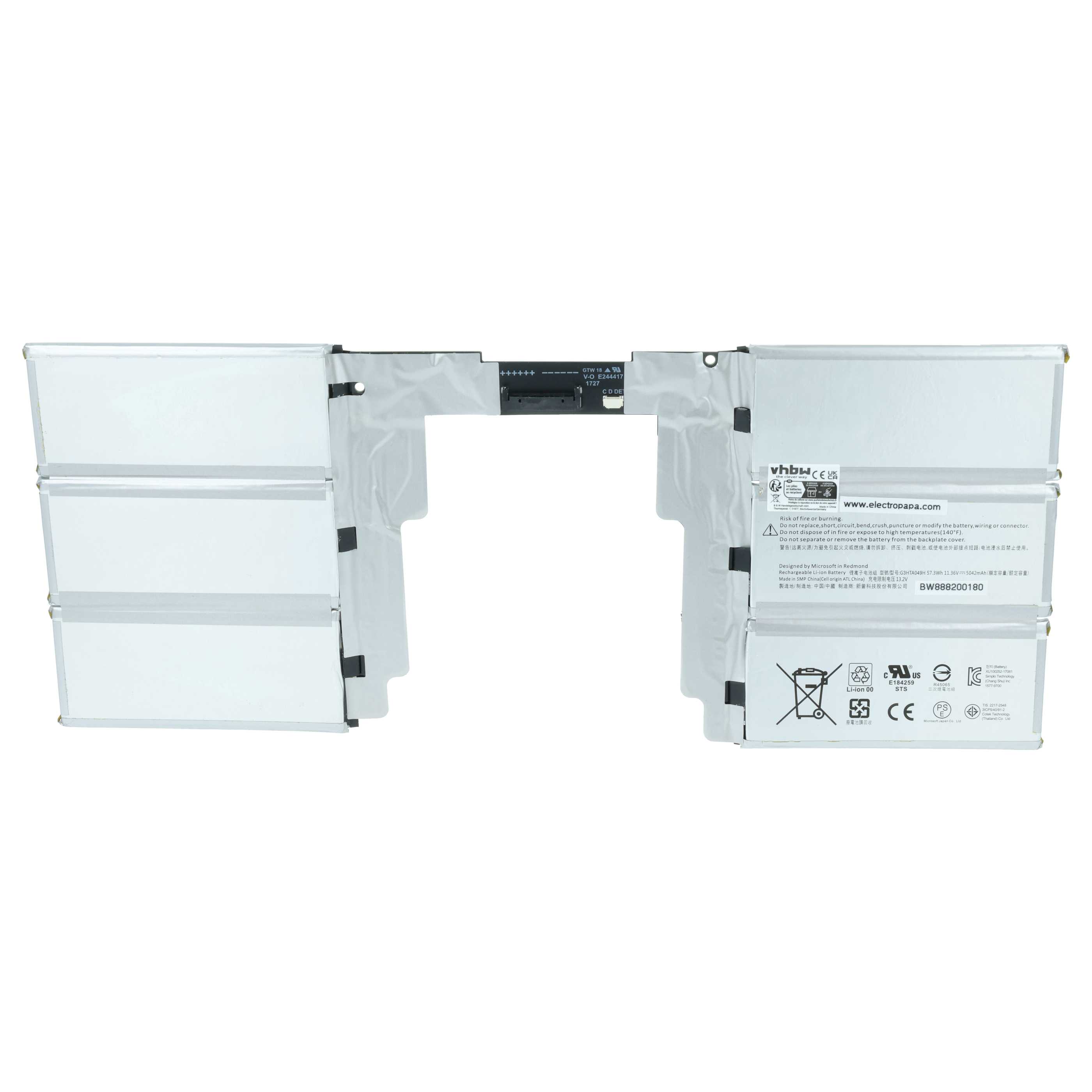 Batterie remplace Microsoft G3HTA049H pour ordinateur portable Microsoft- 5000mAh 11,36V Li-polymère