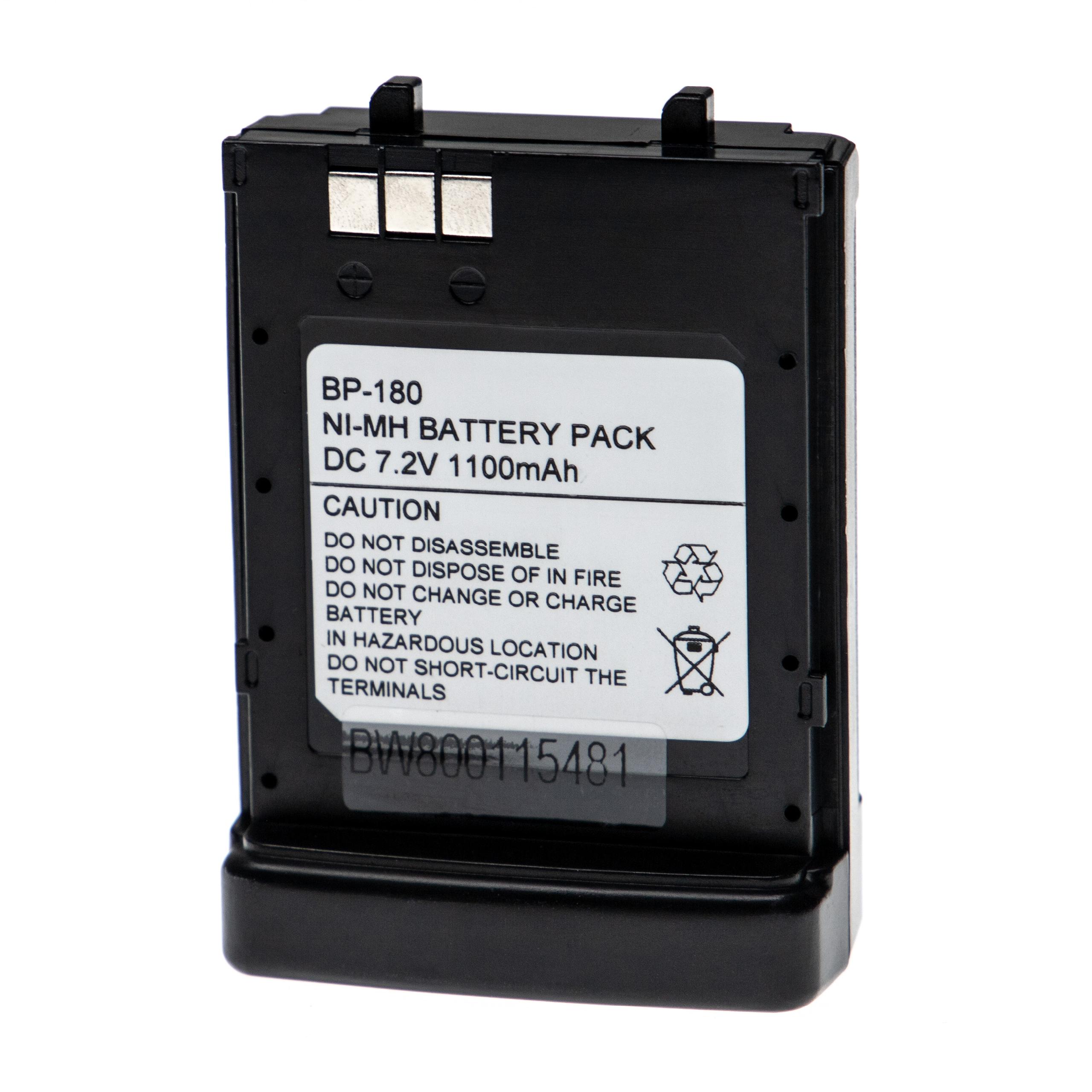 Batterie remplace Icom BP-173, BP-180H, BP-180 pour radio talkie-walkie - 1100mAh 7,2V NiMH