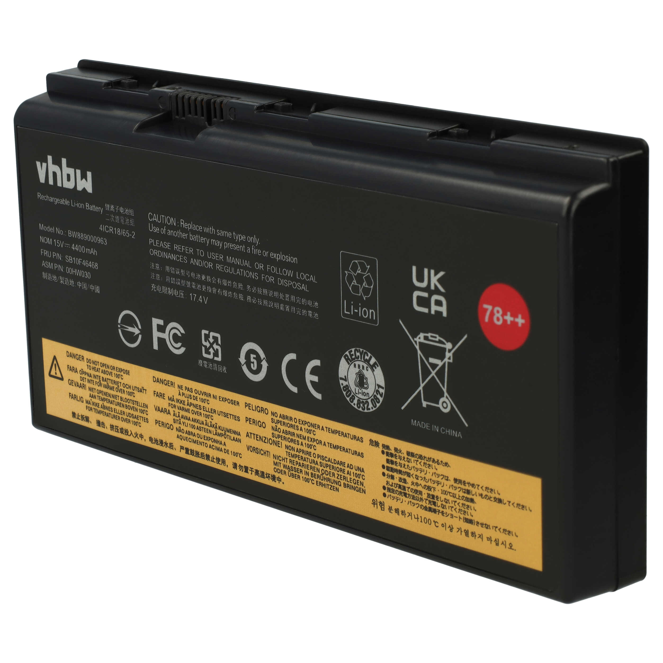 Notebook Battery Replacement for Lenovo 4X50K14092, 4ICR18/65-2, 01AV451, 00HW030 - 4400mAh 15V Li-Ion