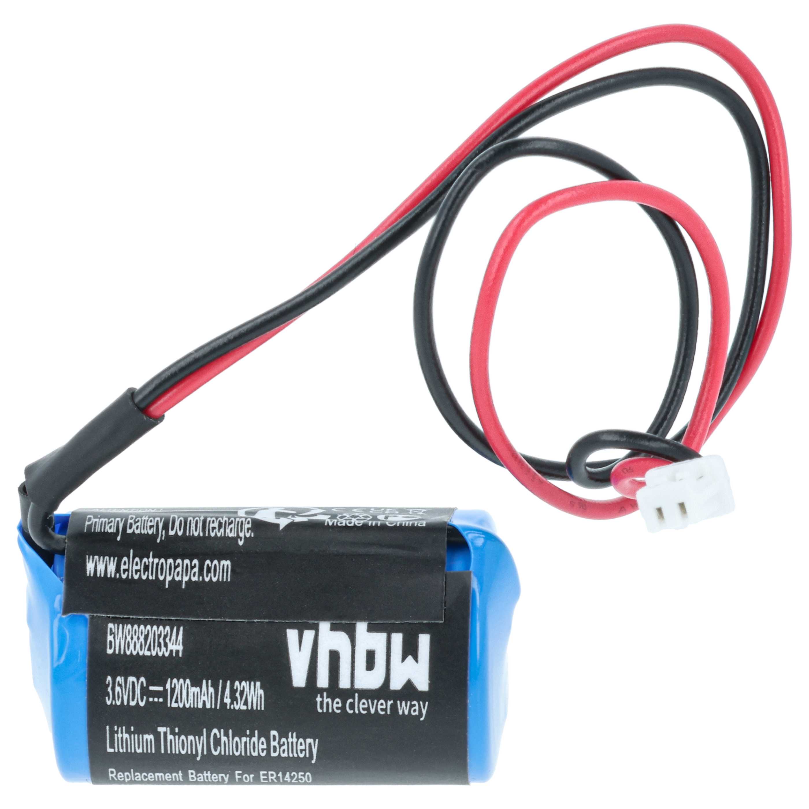 Temperature Data Logger Battery replaces Testo 0515 0175 - 1200 mAh 3.6 V Li-SOCl2