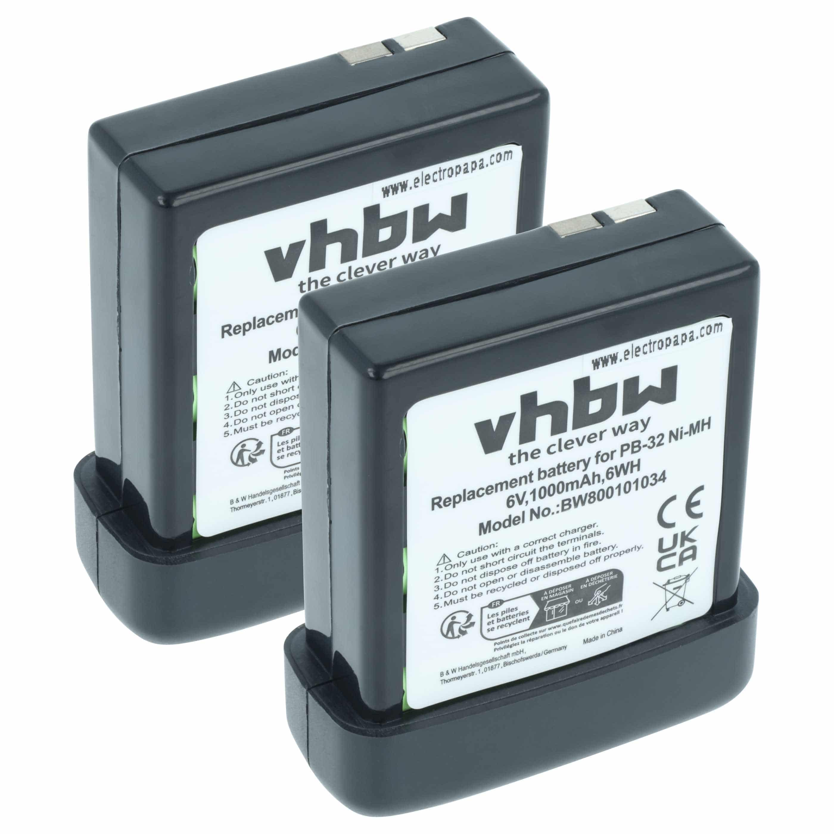 2x Batteria sostituisce Kenwood PB-32, PB-32H, PB-33 per dispositivo radio - 1000mAh 6V NiMH