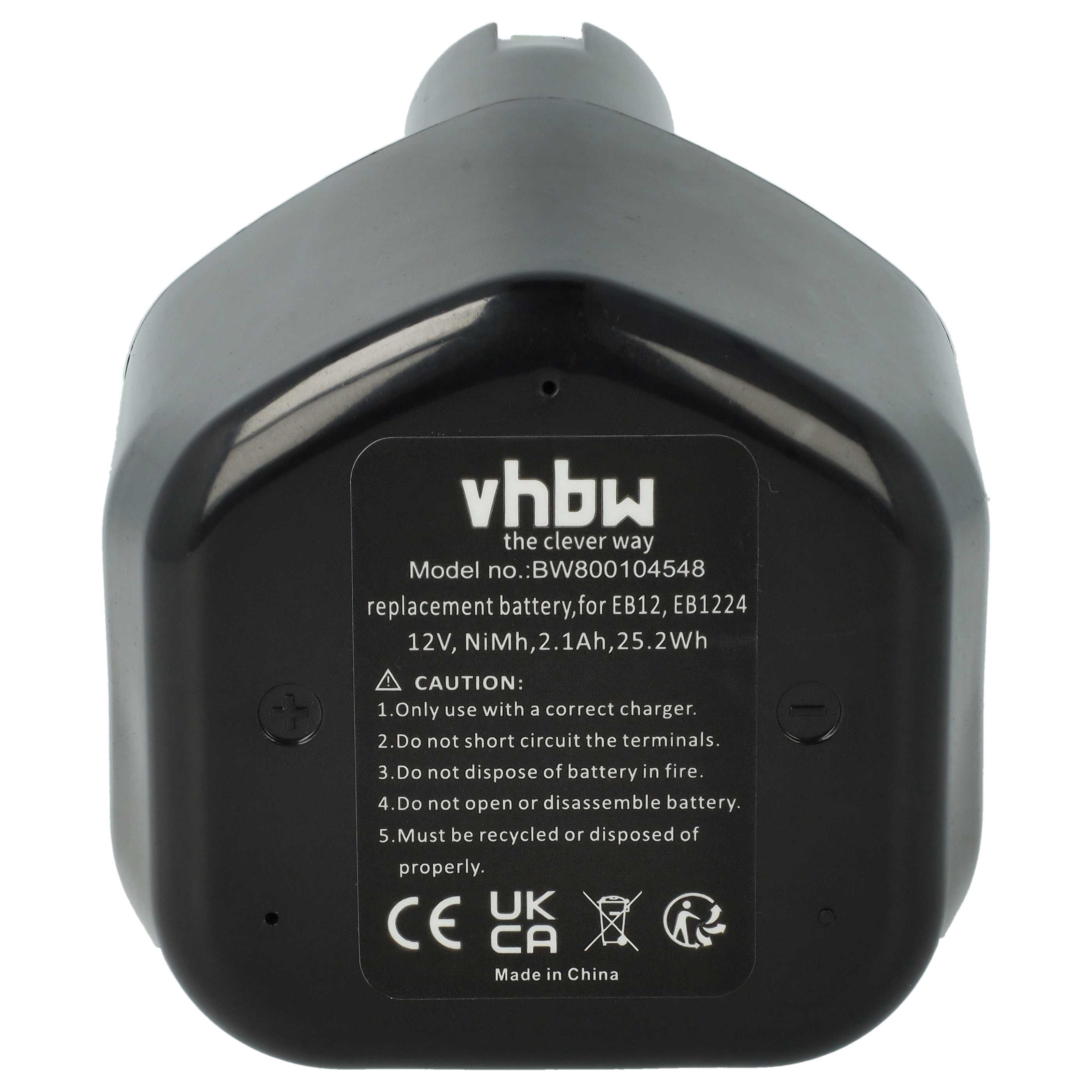 Battery replaces Hitachi EB12S, EB12M, EB12G, EB12B, EB1224, EB12 Electric Power Tool - 2100 mAh, 12 V, NiMH