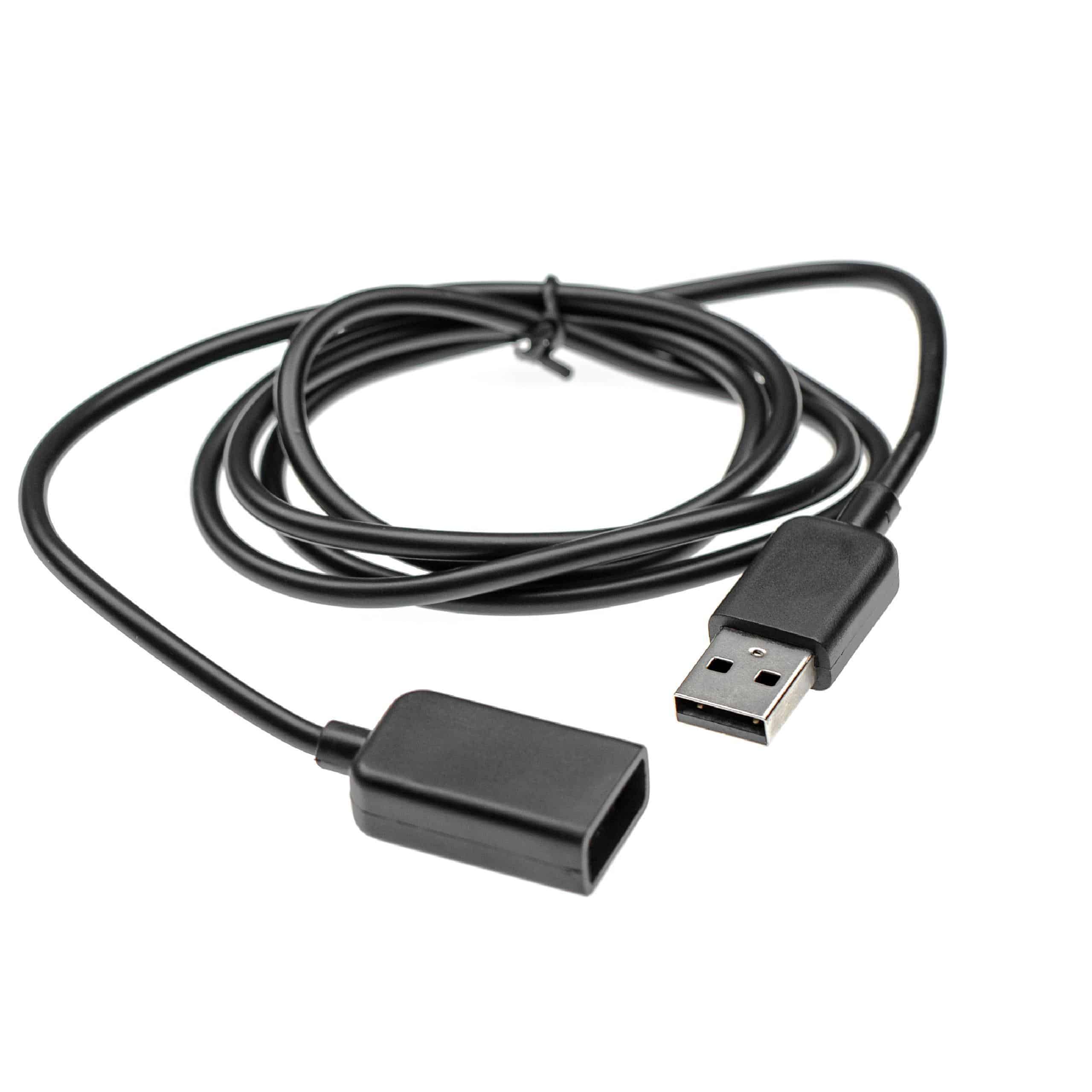vhbw Cable alargador USB smartwatch, seguidor actividad, reloj deportivo - cable USB negro, 100 cm