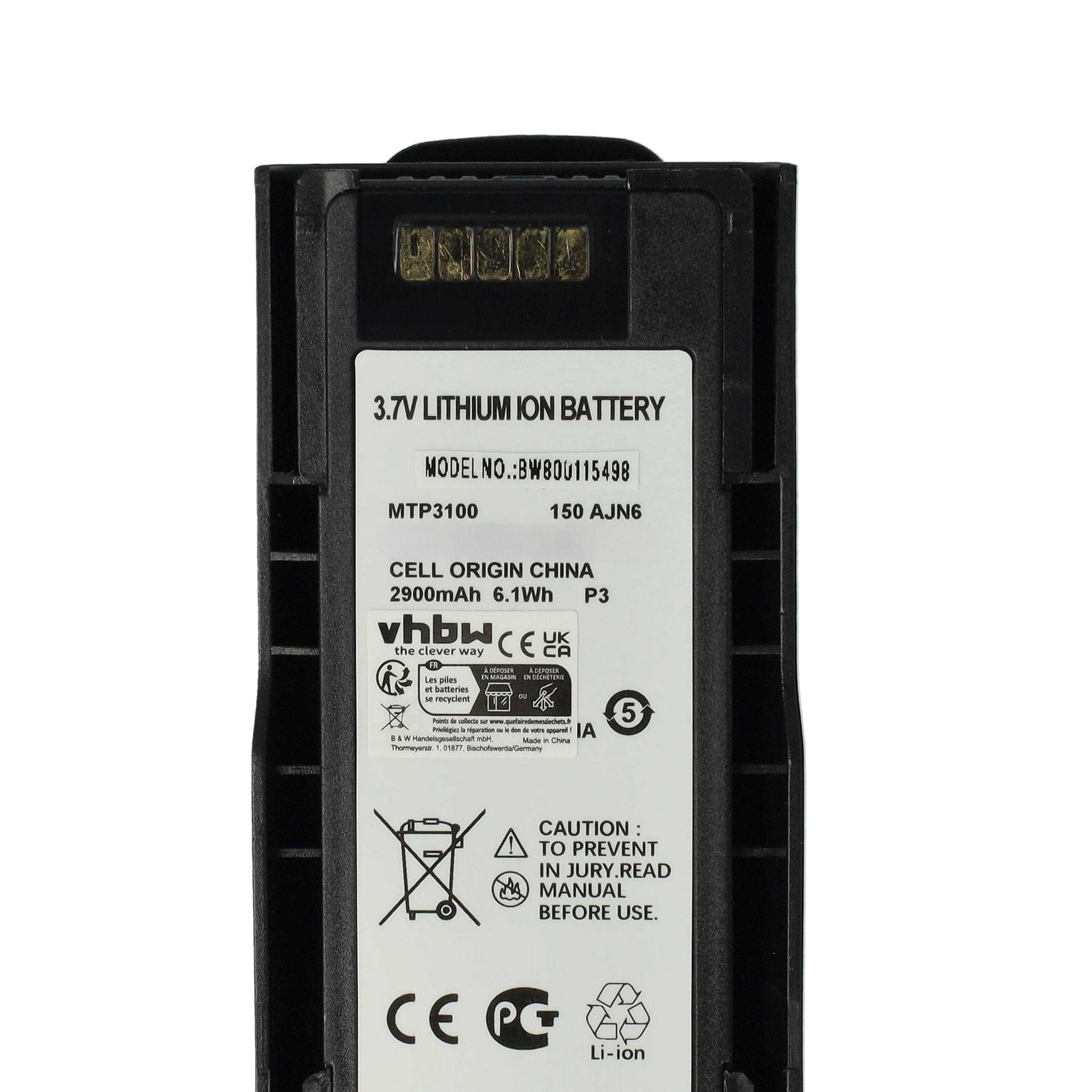 Radio 10x Battery replaces Motorola NNTN8020B, NNTN8020AC, NNTN8020A, NNTN8020 - 2900 mAh 3.7 V Li-Ion