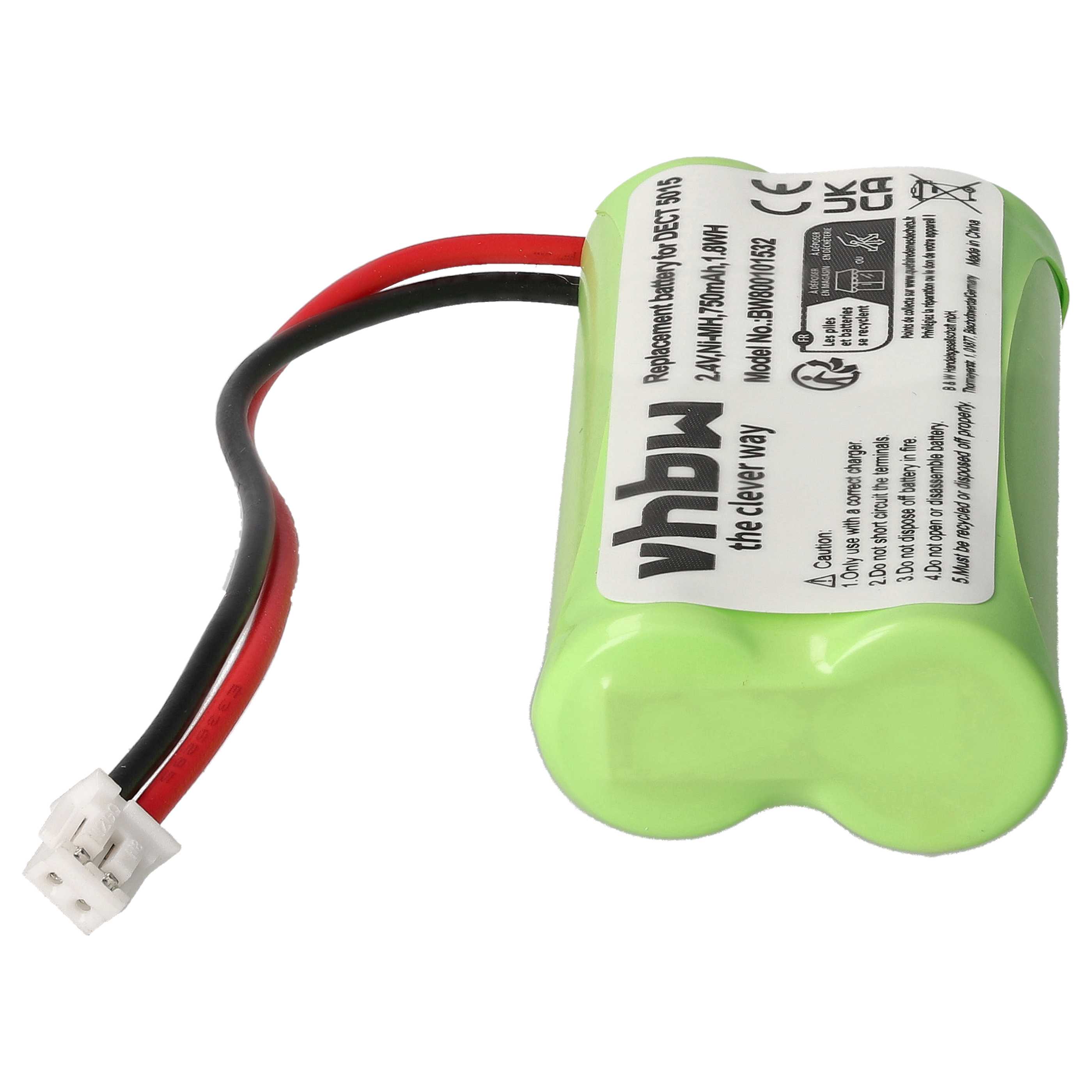 Batterie remplace Audioline 08C/CP18NM, BC101276 pour téléphone Audioline - 750mAh 2,4V NiMH