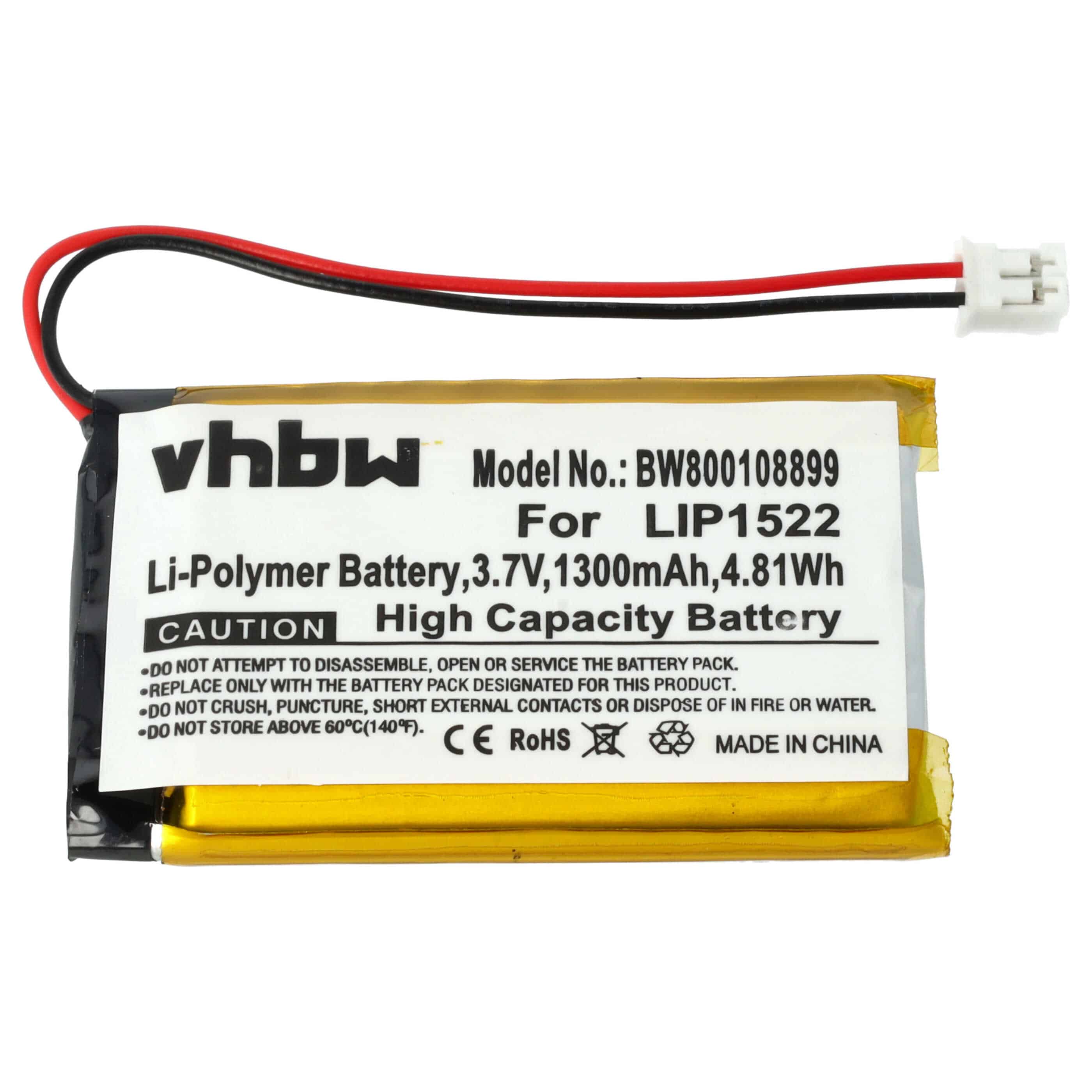 Gamer Joypad Battery Replacement for Sony LIP1522, KCR1410 - 1300mAh 3.7V Li-Ion