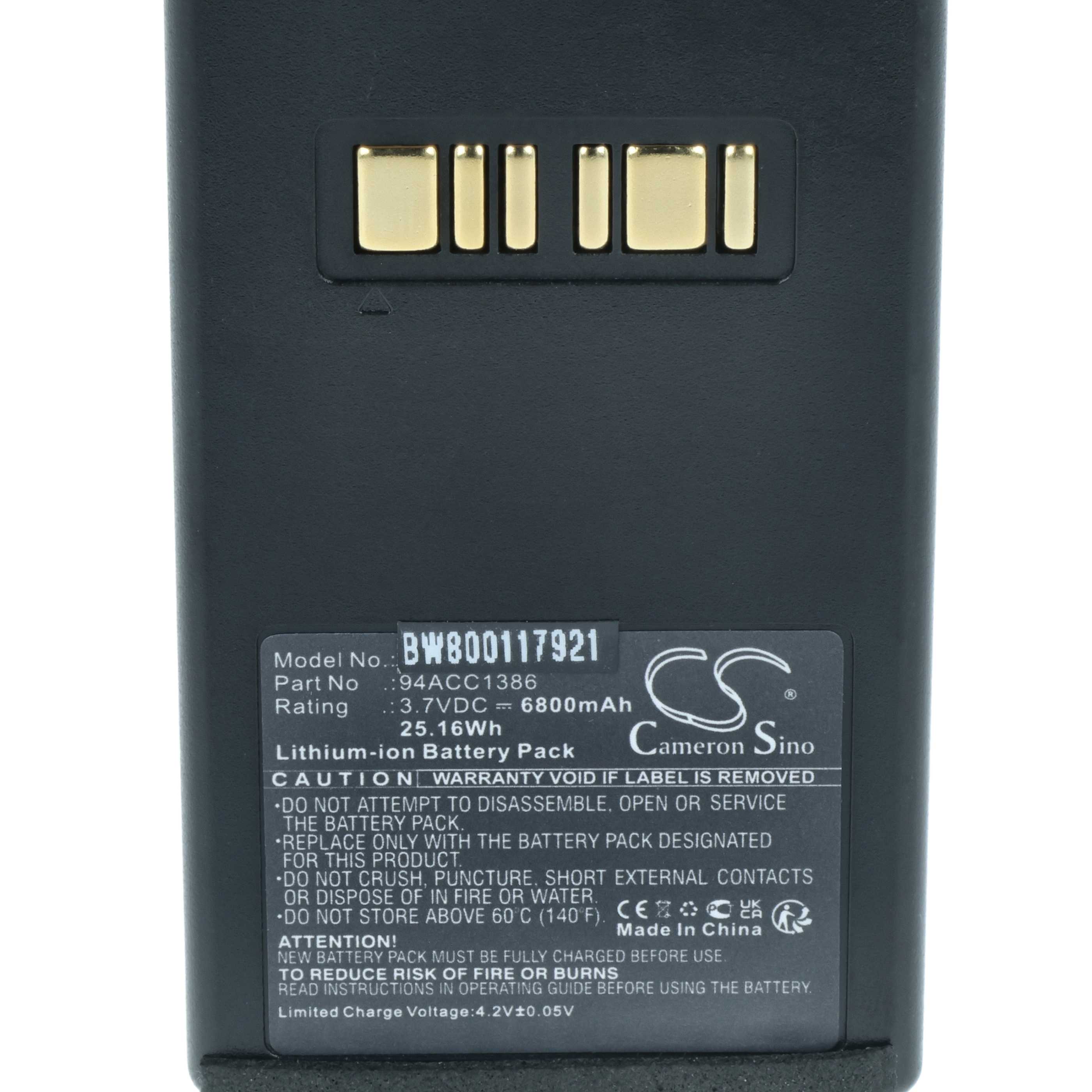 Battery replaces Datalogic 94ACC1386, BT-26, BT-10 for Datalogic Barcode Scanner POS - 6800 mAh 3.7 V
