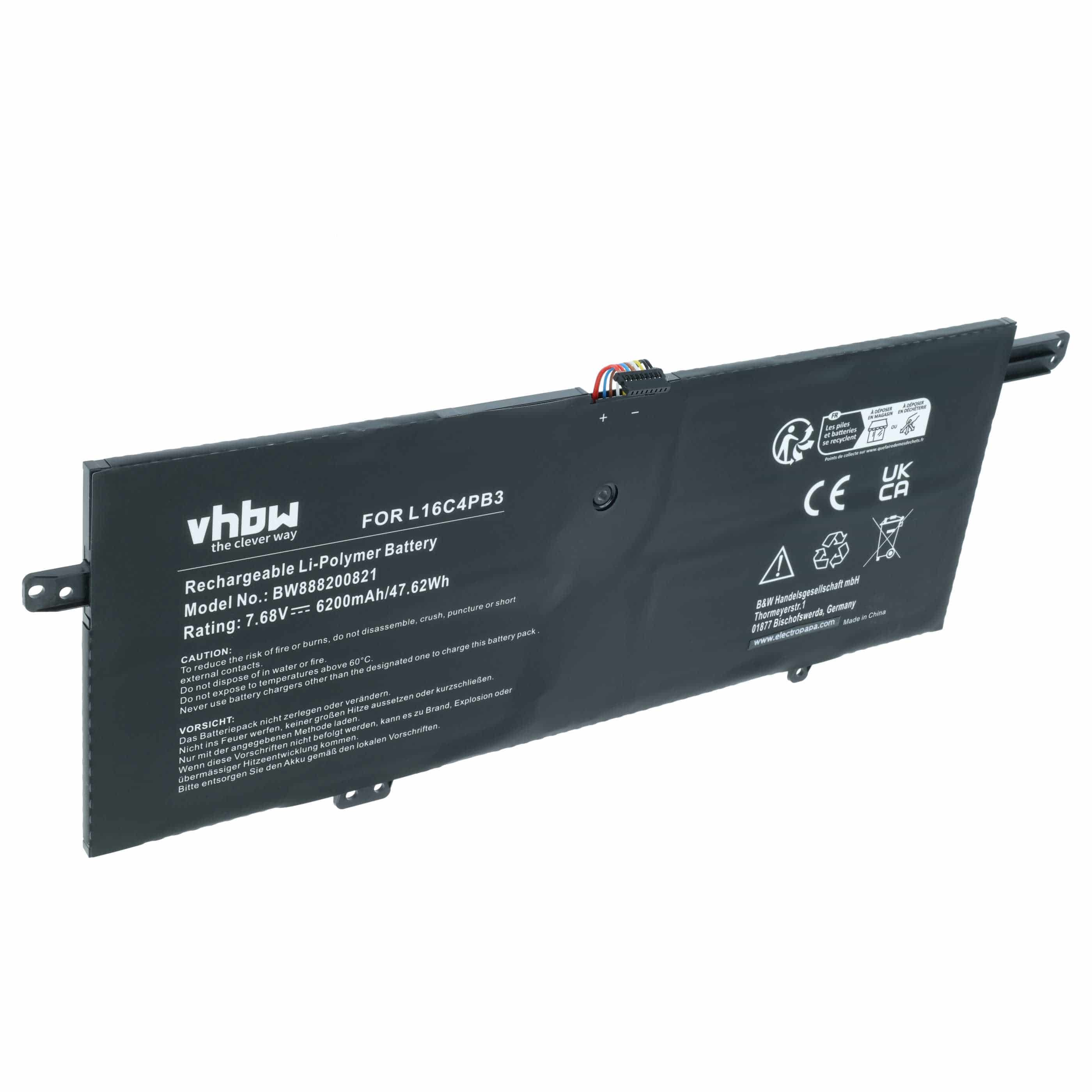 Akumulator do laptopa zamiennik Lenovo L16L4PB3, L16C4PB3, L16M4PB3 - 6200 mAh 7,68 V LiPo, czarny