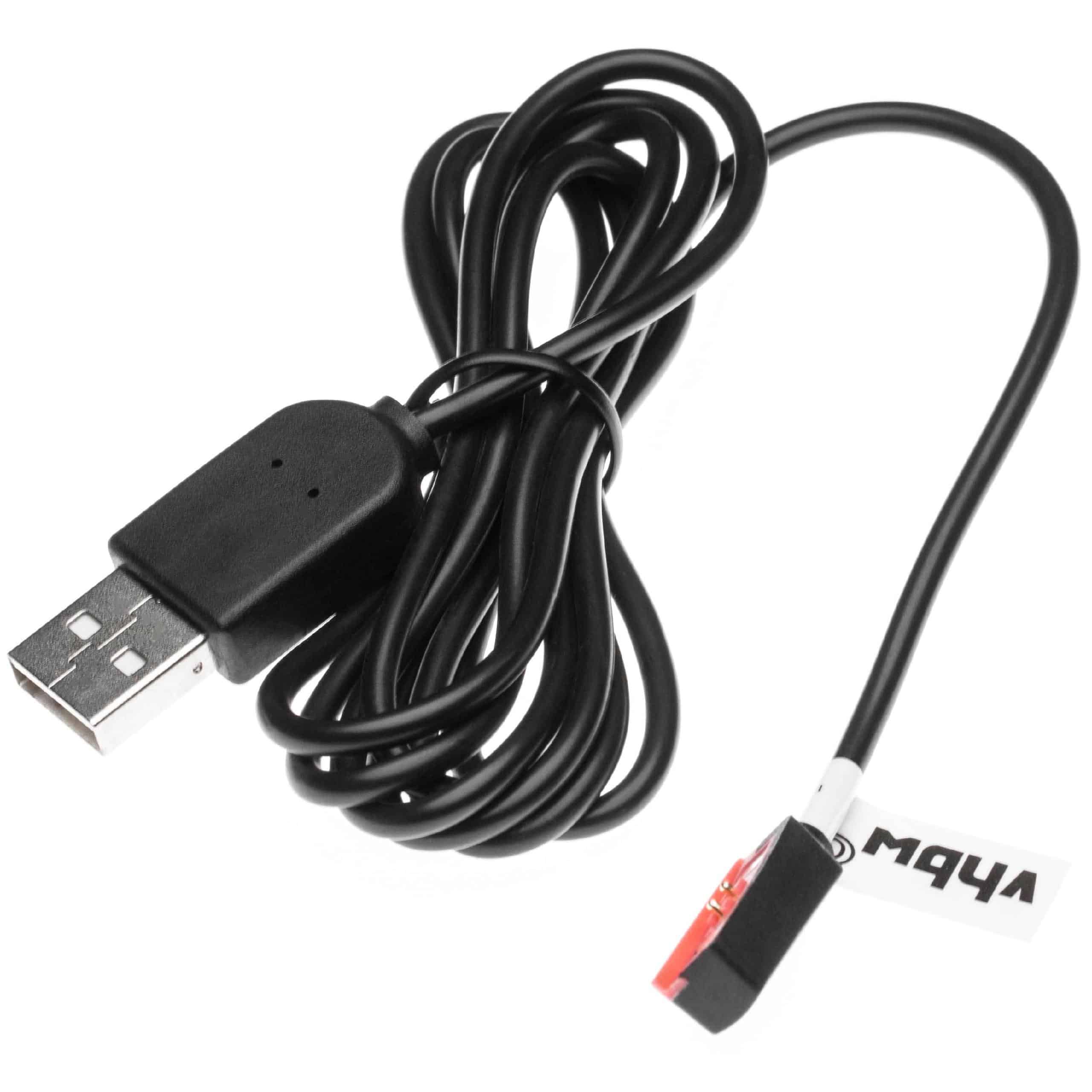 Cable de carga USB para smartwatch Pebble Steel 2 - negro 120 cm