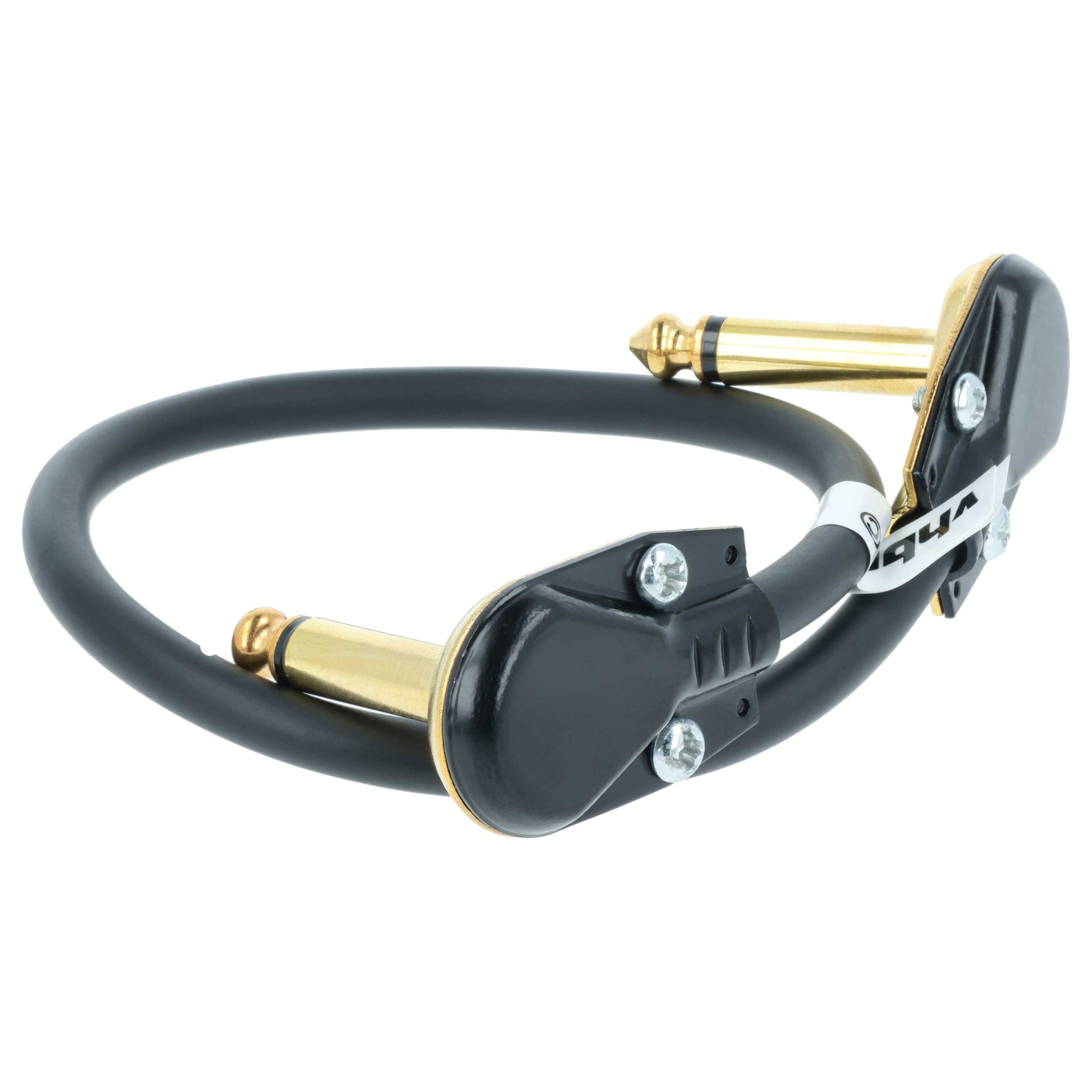 Câble de patch avec prise 6,35 mm pour pédale d'effet - Câble de guitare, 30 cm, plat, or / noir