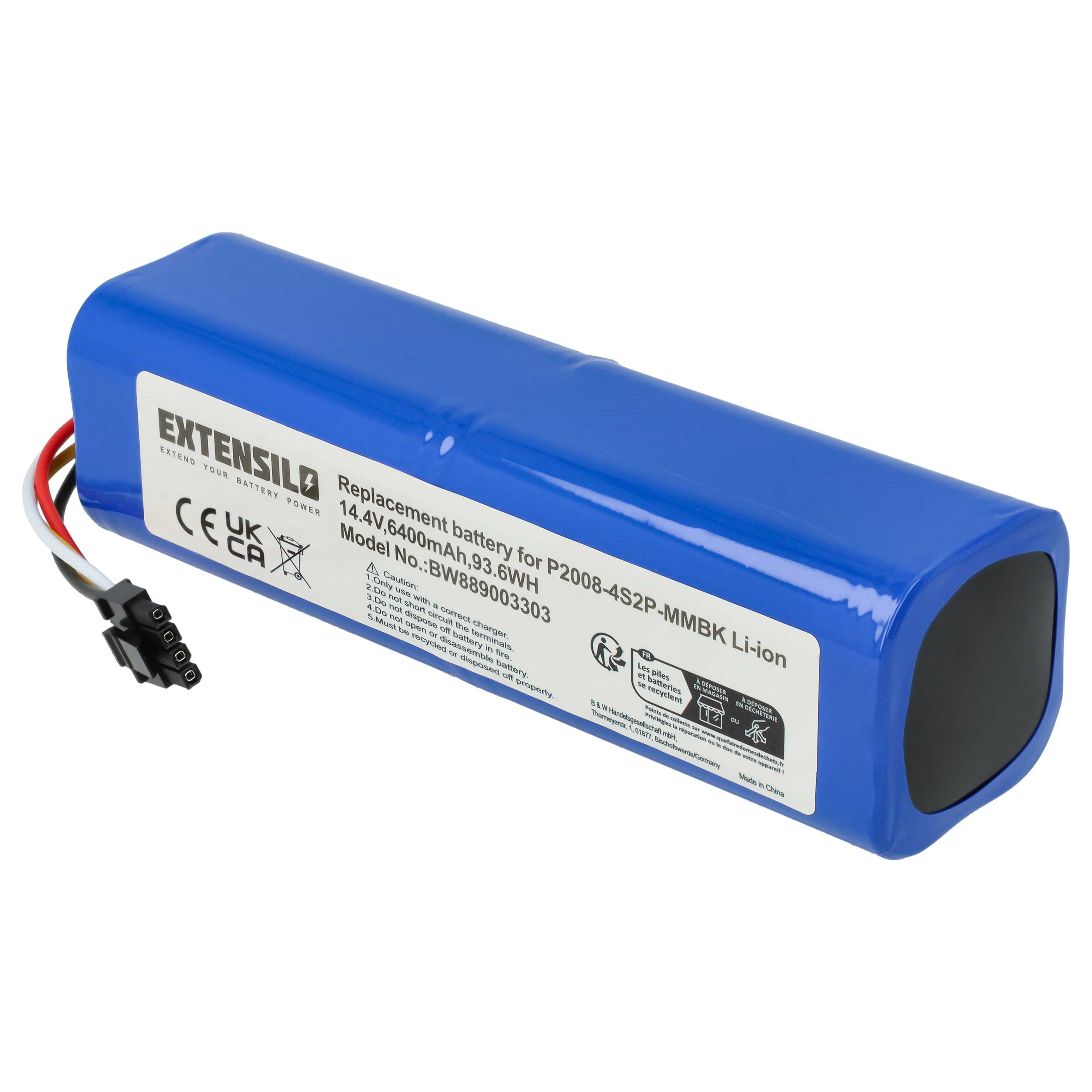 Batteria sostituisce Xiaomi BRR-2P4S-5200S, P2008-4S2P-MMBK per robot aspiratore Dreame - 6400mAh 14,4V Li-Ion