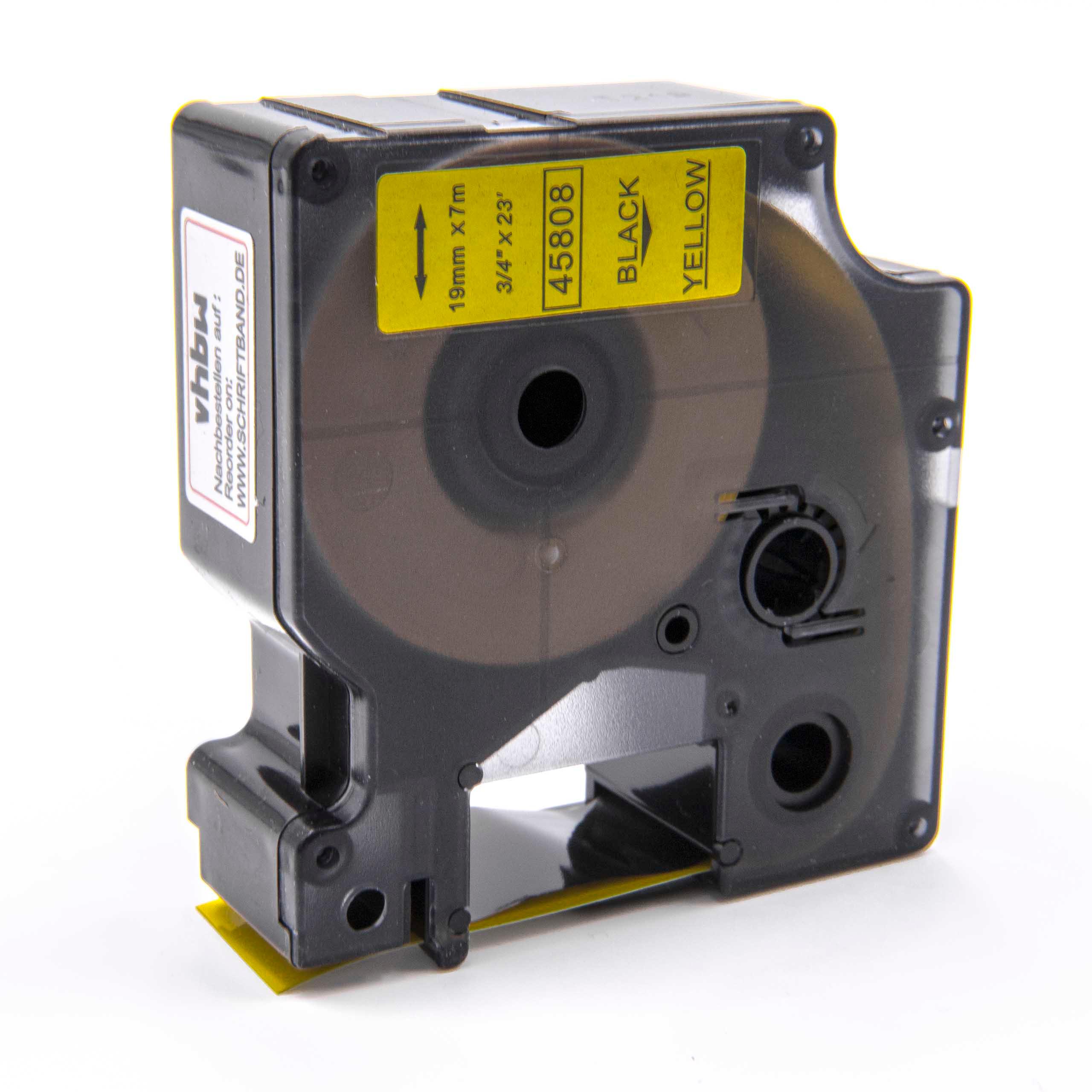 Cassetta nastro sostituisce Dymo D1, 45808 per etichettatrice Dymo 19mm nero su giallo