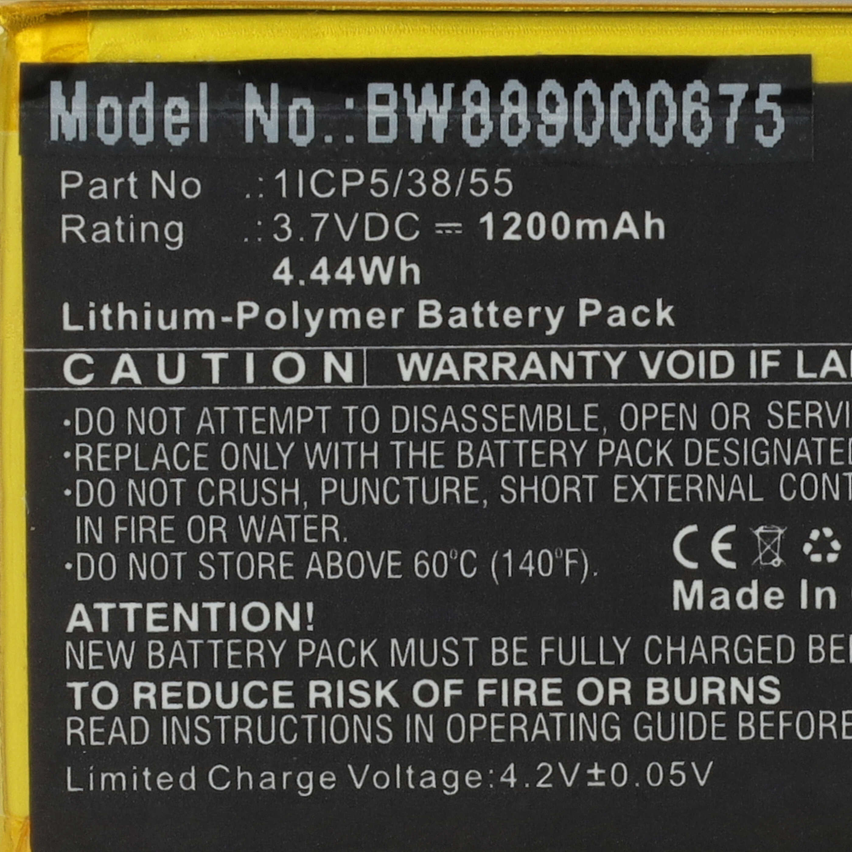 Batterie remplace NUK 1ICP5/38/55 pour moniteur bébé - 1200mAh 3,7V Li-polymère