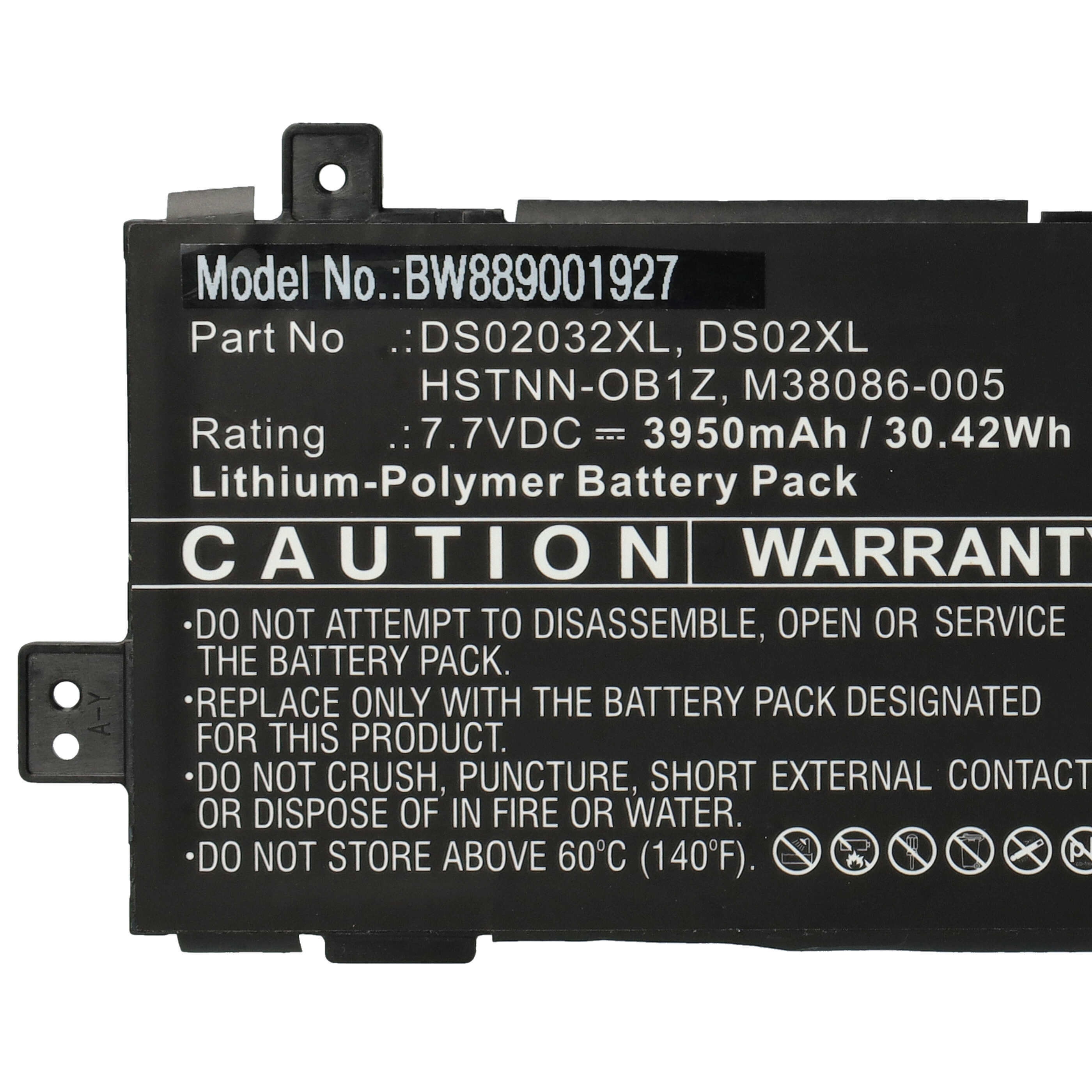 Akumulator do laptopa zamiennik HP M38086-005, HSTNN-OB1Z, DS02XL, DS02032XL - 3950 mAh 7,7 V LiPo, czarny