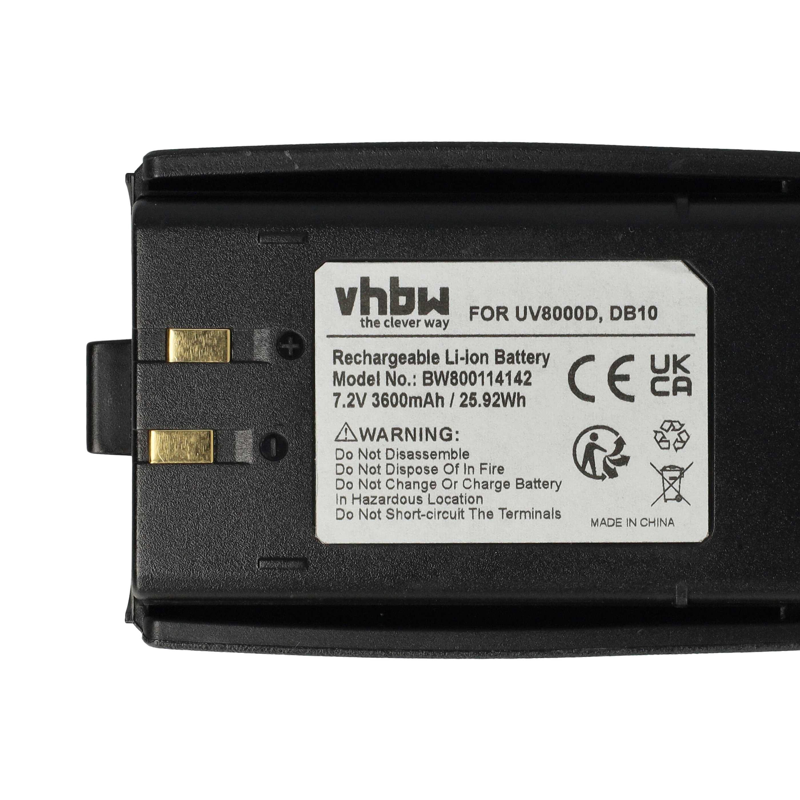 Radio 2x Battery replaces UV8000D, DB10 - 3600 mAh 7.2 V Li-Ion
