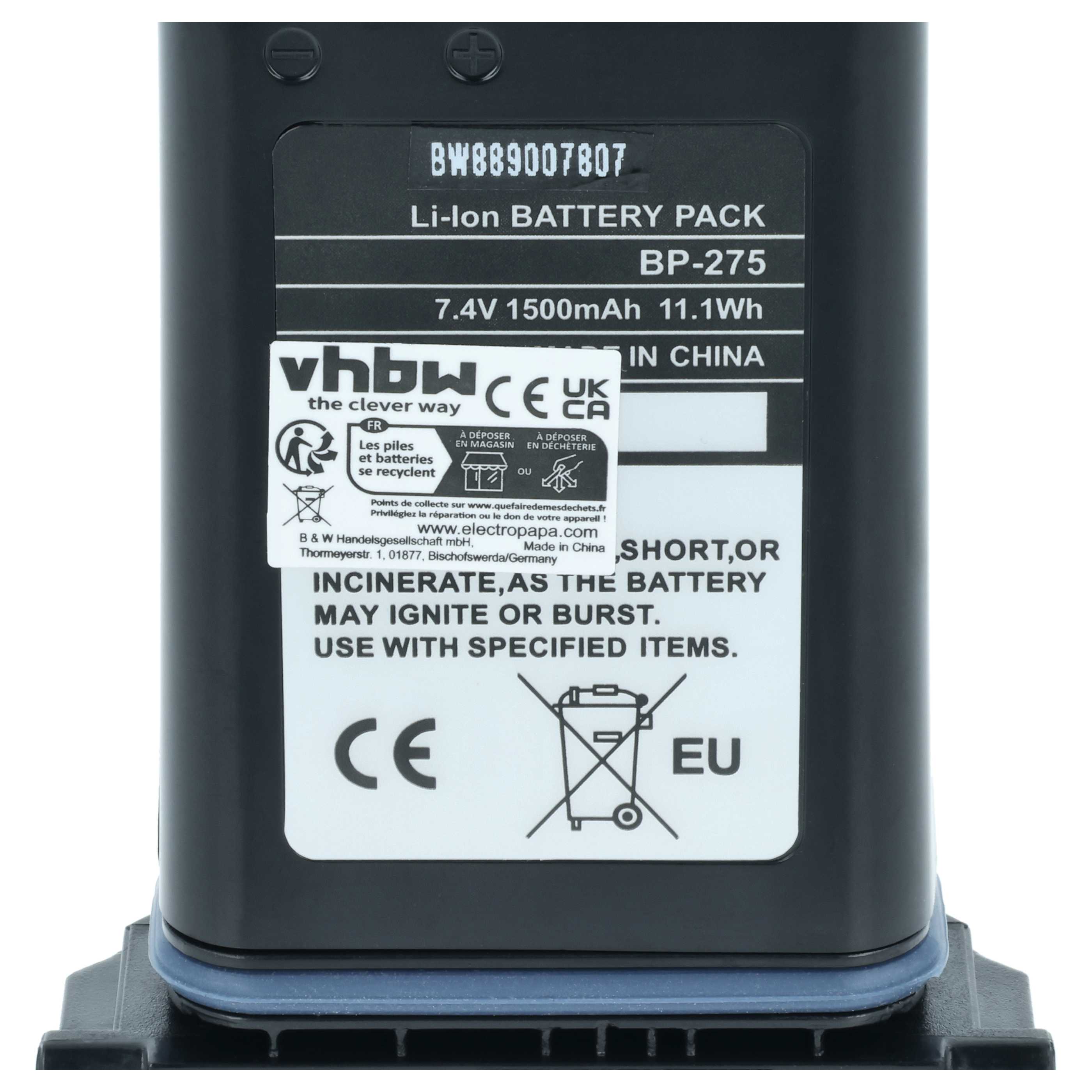 Radio 2x Battery replaces Icom BP-275 - 1500 mAh 7.4 V Li-Ion