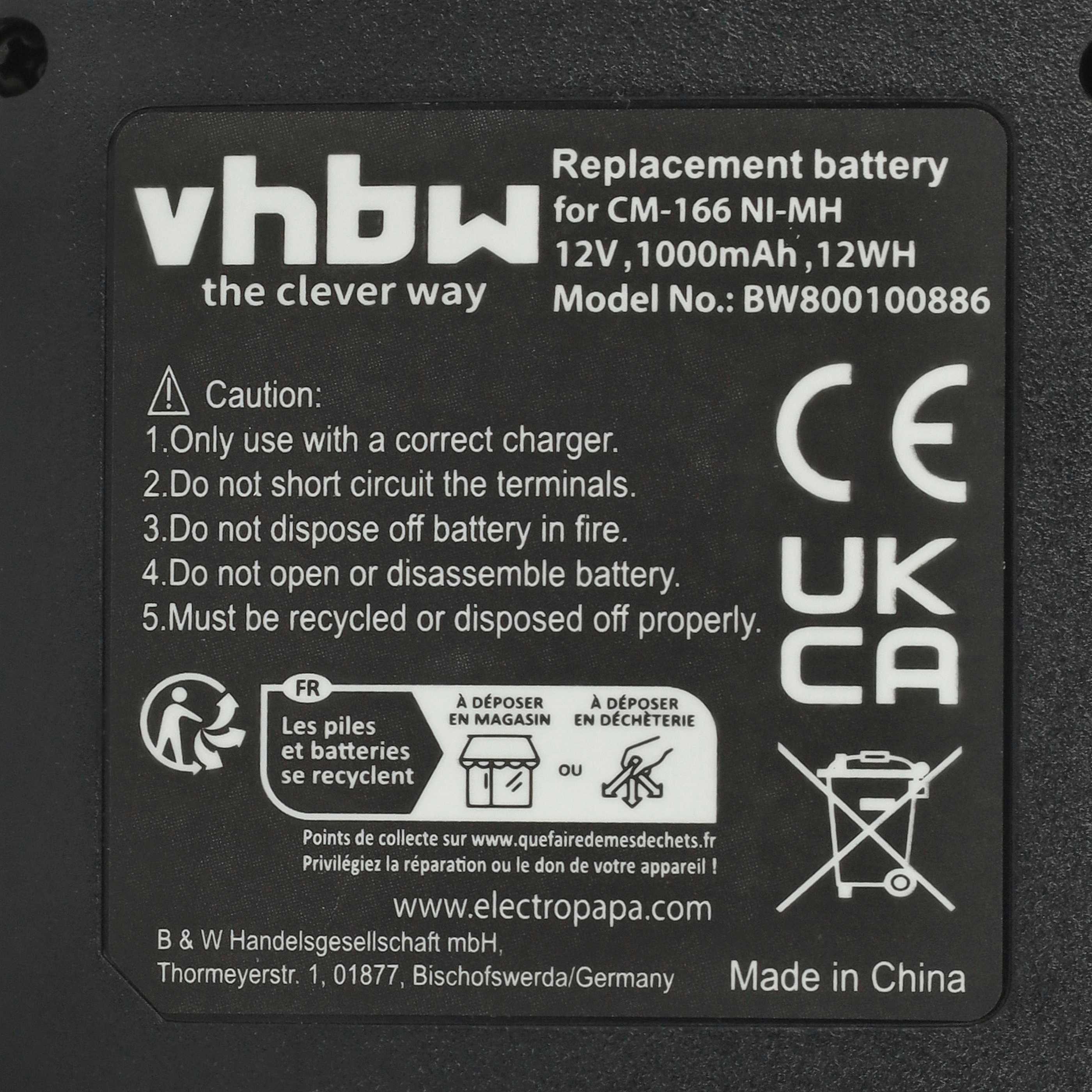 Radio 5x Battery replaces Icom BP-166, CM-166, CM-166S, CM-22A - 1000 mAh 12 V NiMH