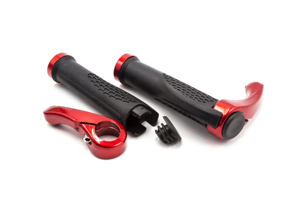 2x Handlebar Grips suitable for Bicycle, Mountain Bike - Hand Grips with Bar Ends, Ergonomic, Red Black