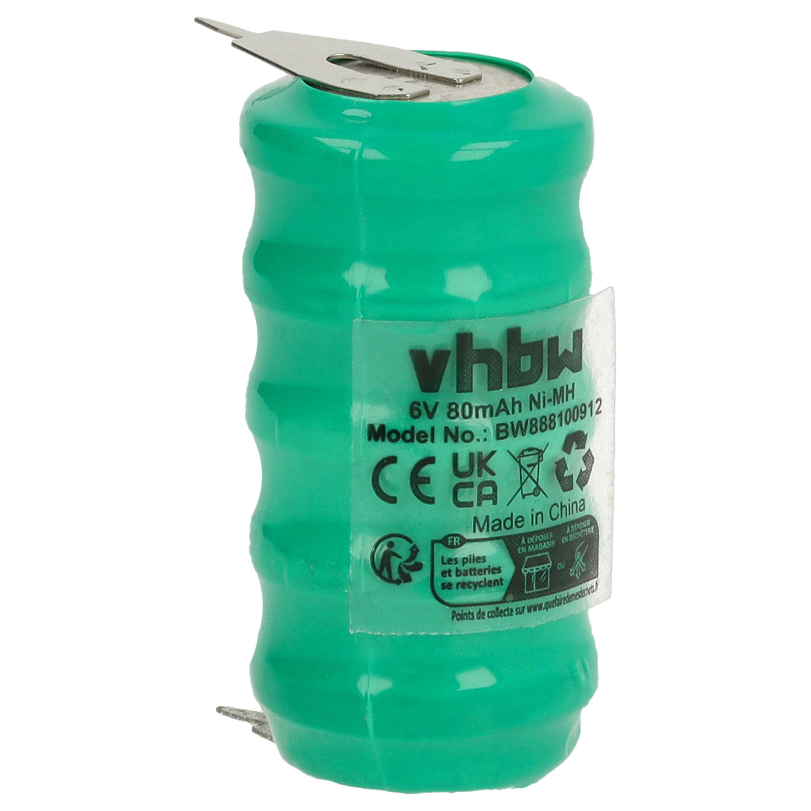 10x Button Cell Battery Type V80H 2 Pins for Model Building Solar Lamps etc. - 80 mAh 6 V NiMH