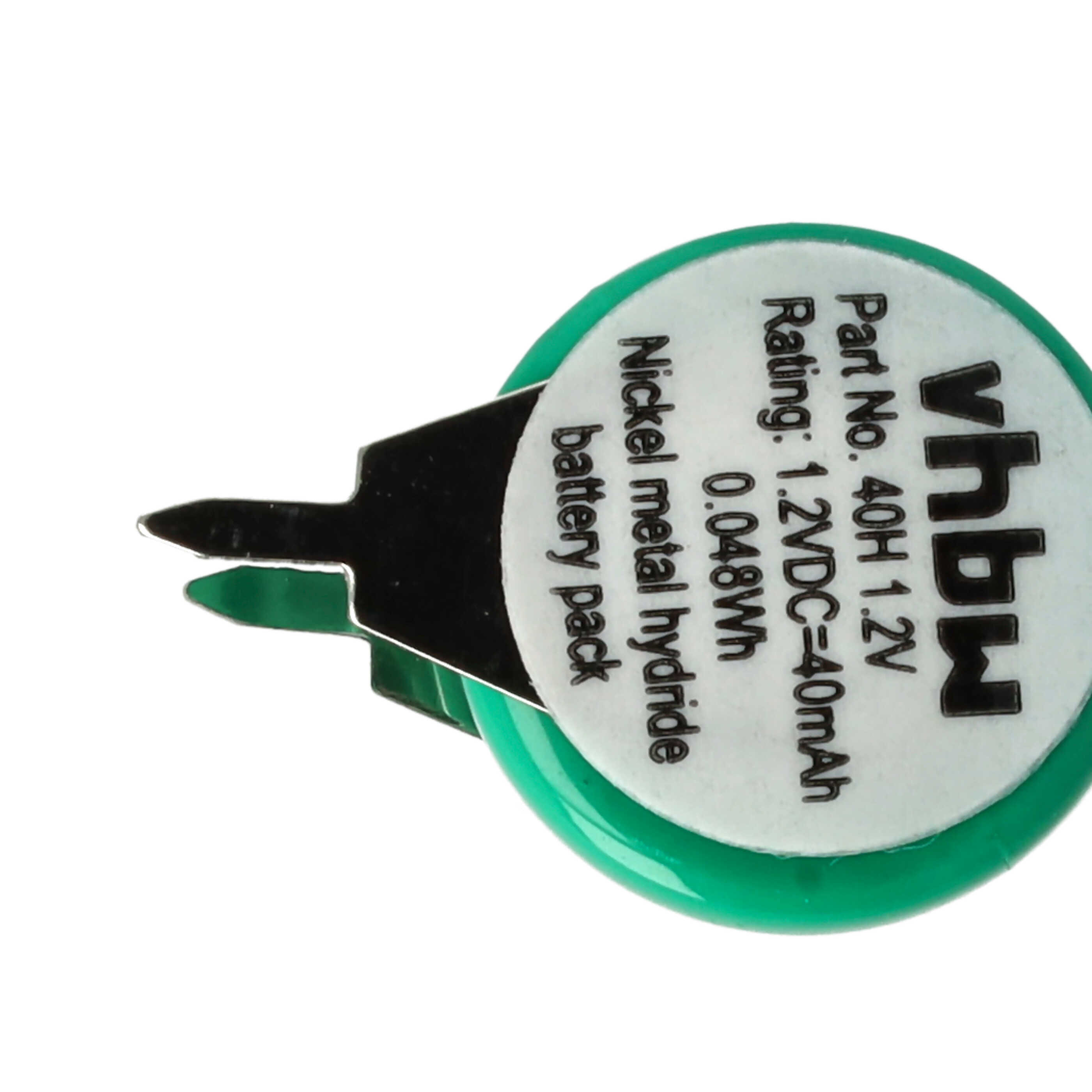 Akumulator guzikowy (1x ogniwo) typ 1/V40H 2 pin do modeli, lamp solarnych itp. - 40 mAh, 1,2 V, NiMH