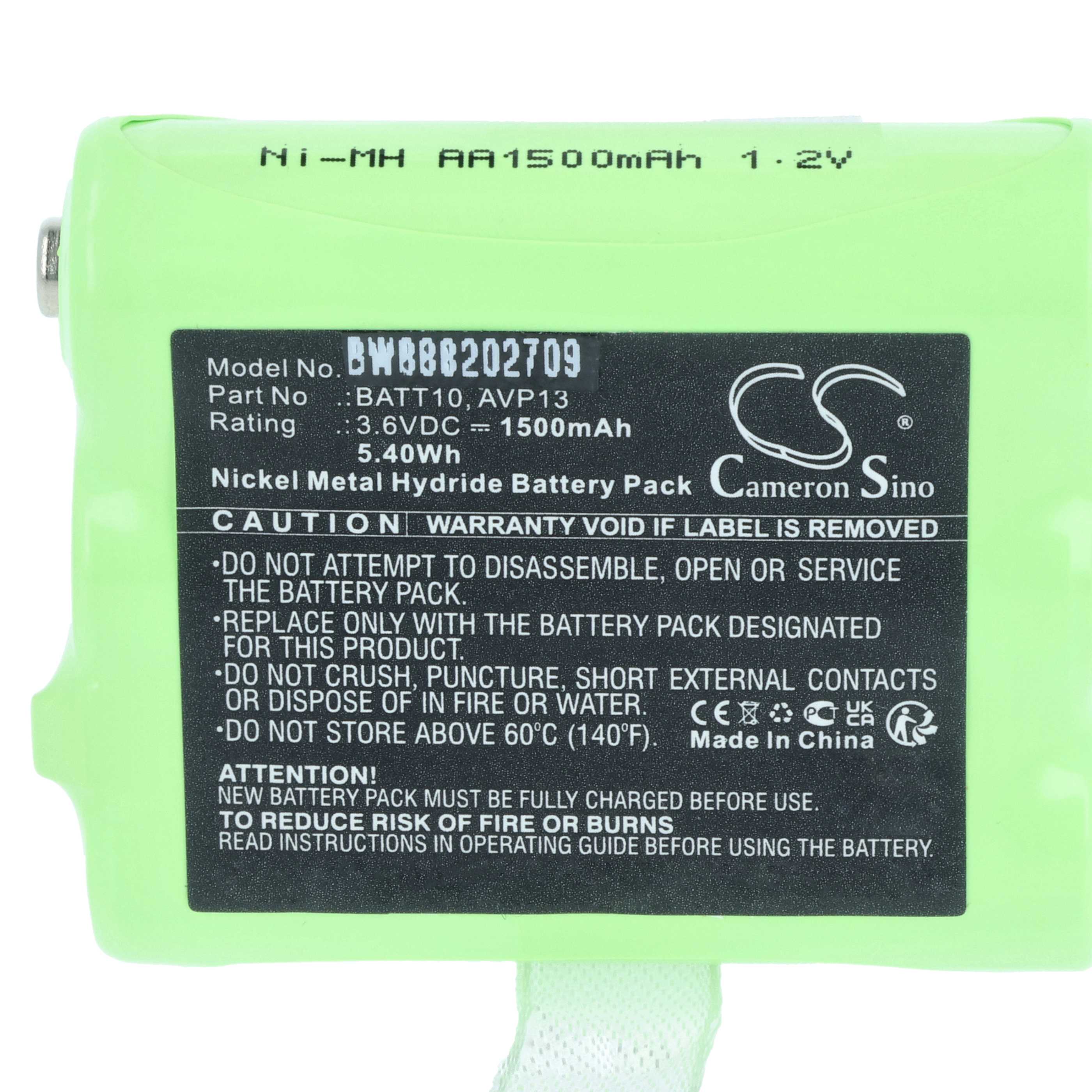 Radio 2x Battery replaces Midland PB-X7, BATT10, AVP13 - 1500 mAh 3.6 V NiMH