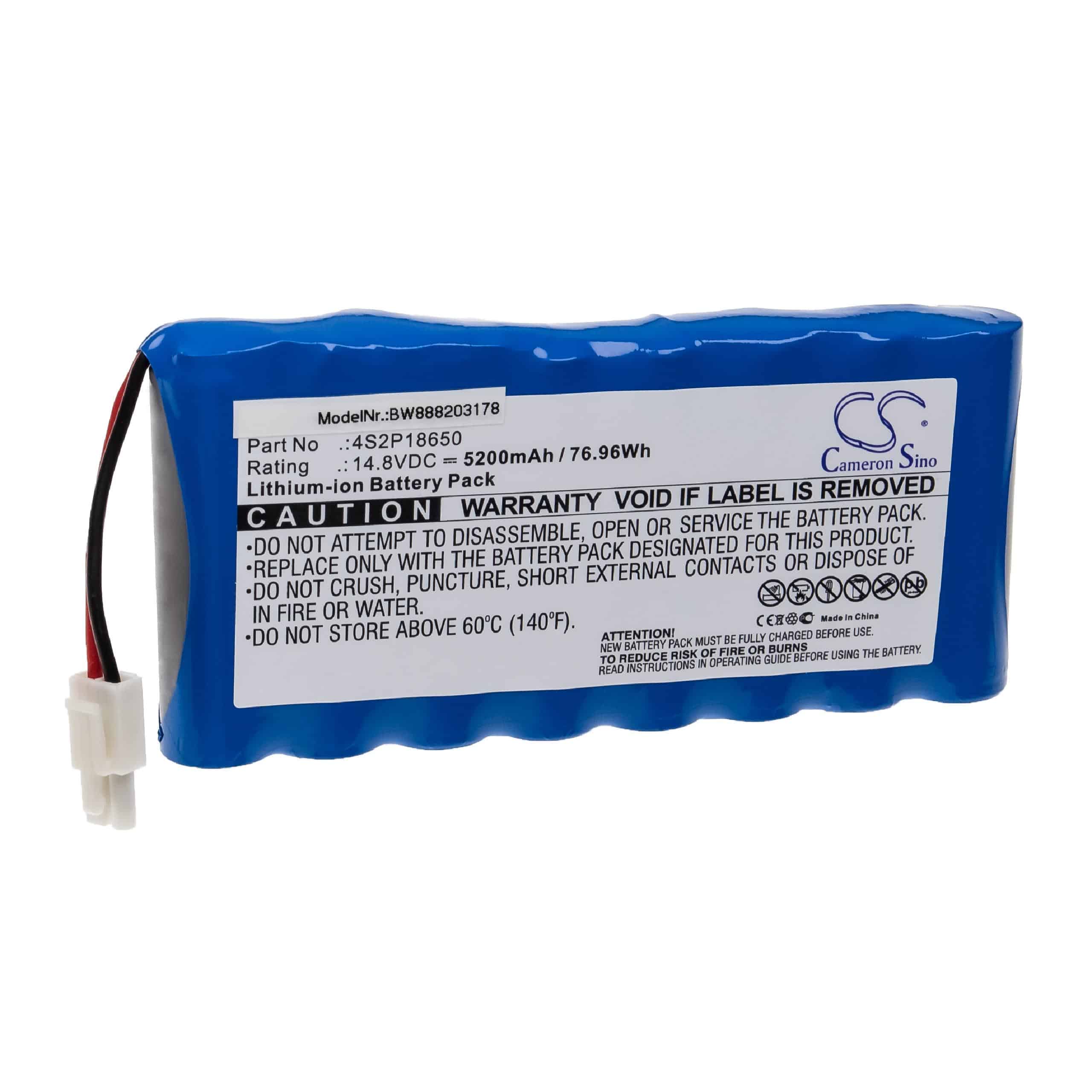 Batterie remplace Biocare 4S2P18650 pour appareil médical - 5200mAh 14,8V Li-ion
