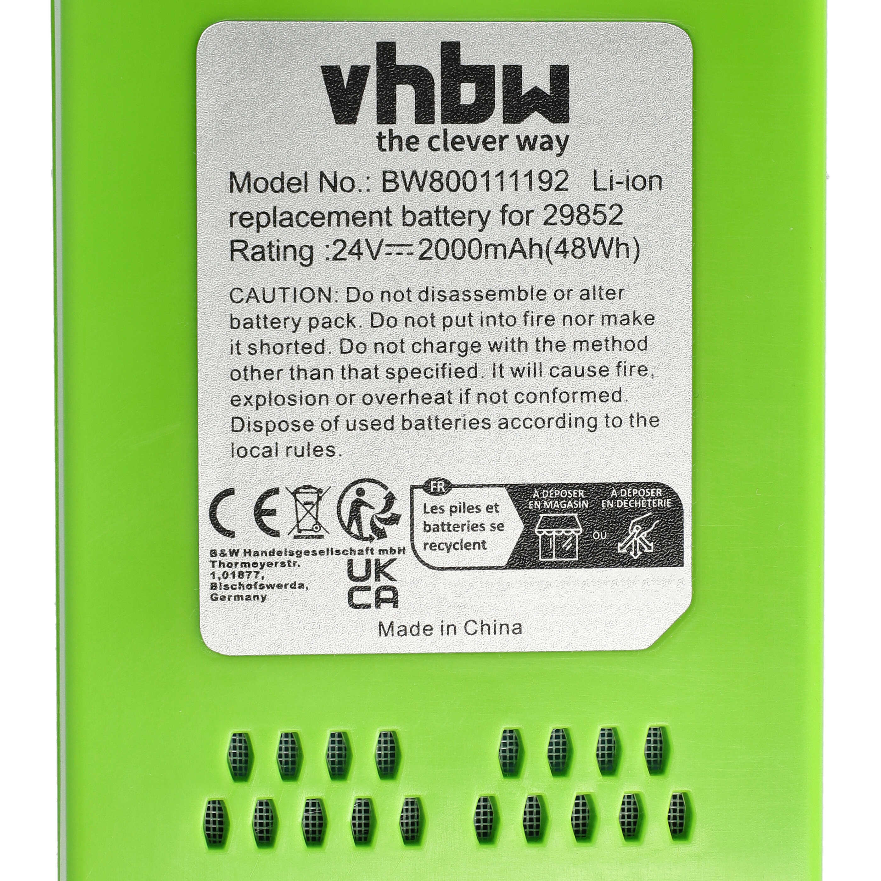 Batteria per attrezzo sostituisce Alpina 270401020, BT 4024 - 2000 mAh, 24 V, Li-Ion