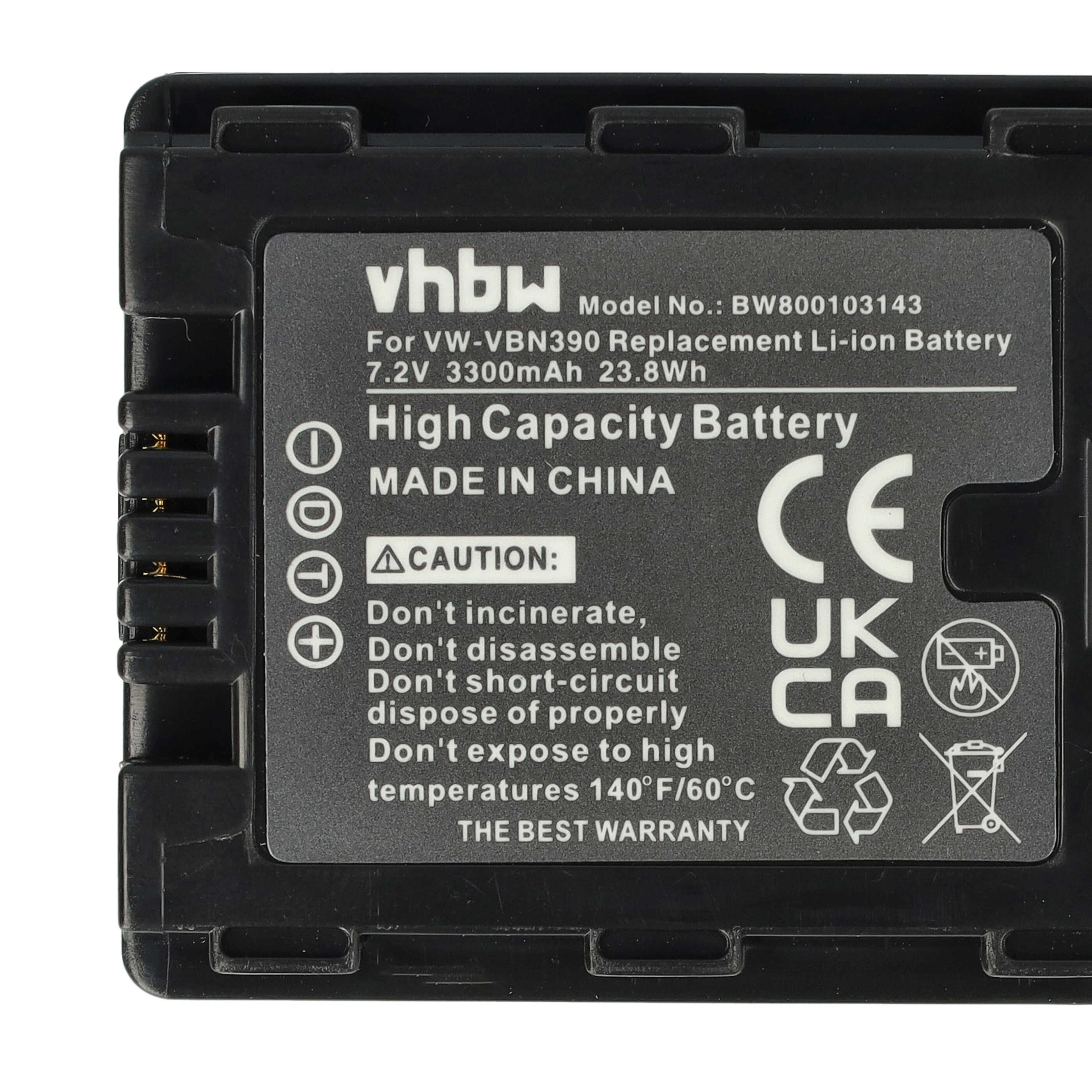 Videocamera 2x Battery replaces Panasonic VW-VBN260E-K, VW-VBN260E, VW-VBN260 - 3300 mAh 7.2 V Li-Ion