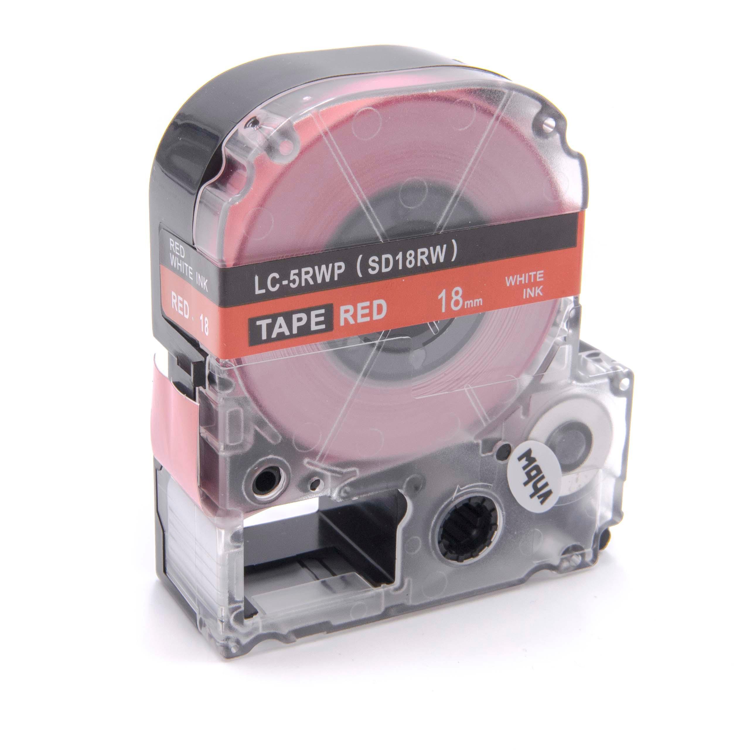 Cassette à ruban remplace Epson LC-5RWP - 18mm lettrage Blanc ruban Rouge