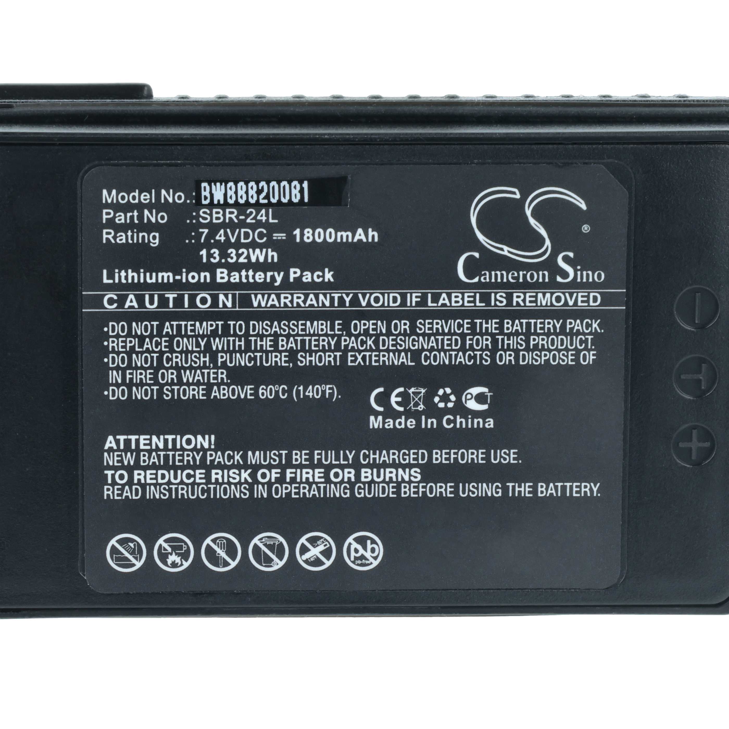 Radio Battery replaces Yaesu SBR-24L - 1800 mAh 7.4 V Li-Ion
