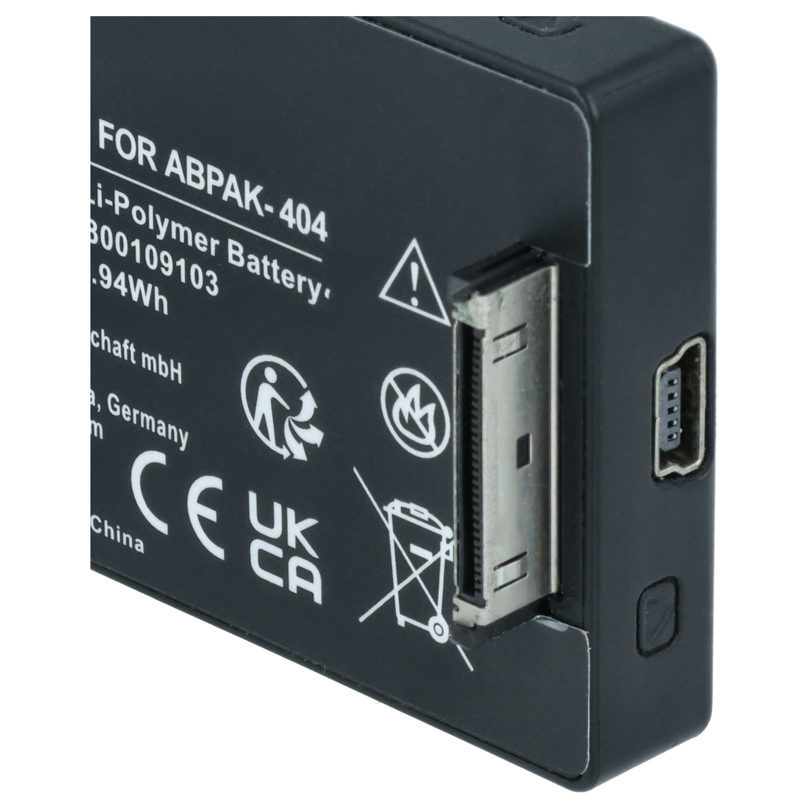 Videokamera-Akku (2 Stück) als Ersatz für GoPro ABPAK-404, BacPac 3661-093 für GoPro - 1240mAh 3,8V Li-Polymer