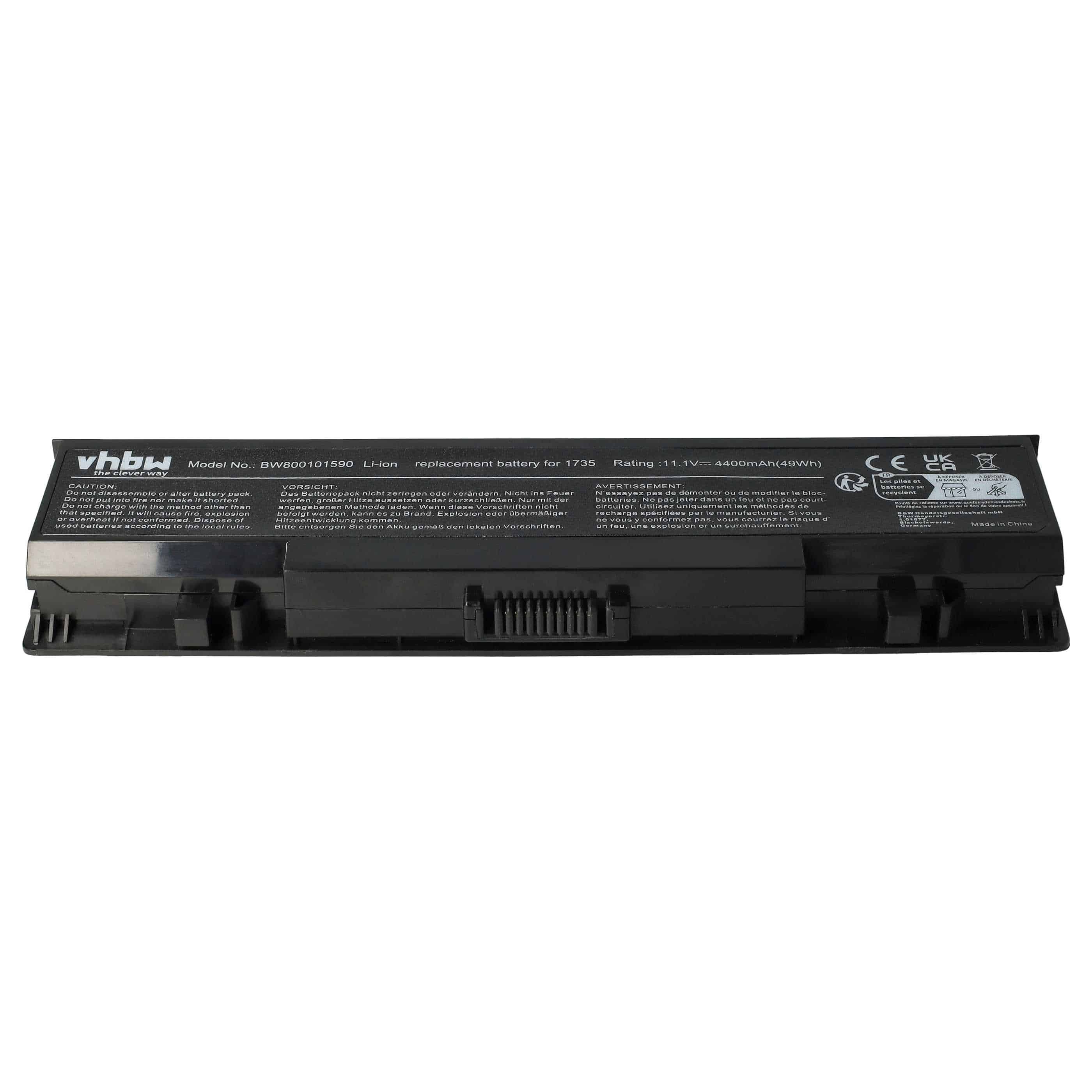 Notebook-Akku als Ersatz für Dell 312-0711, 312-0712, 312-0708, 451-10660 - 4400mAh 11,1V Li-Ion, schwarz